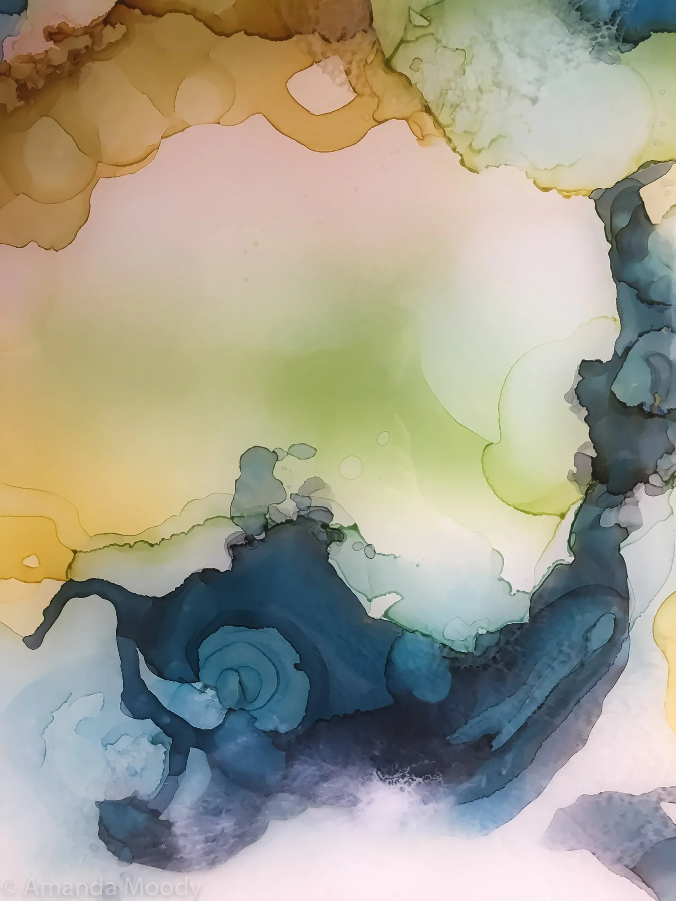 detail of broken wing mixed media resin abstract art by north carolina artist amanda moody