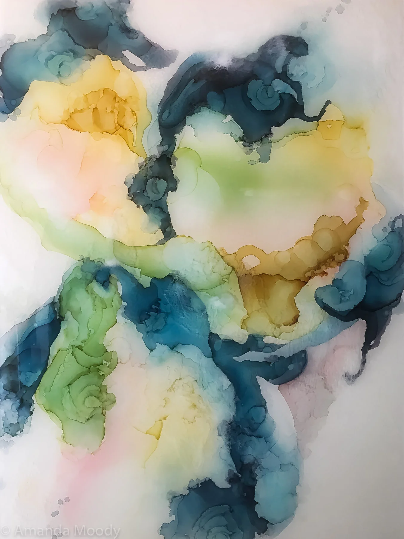 detail of broken wing mixed media resin abstract art by north carolina artist amanda moody