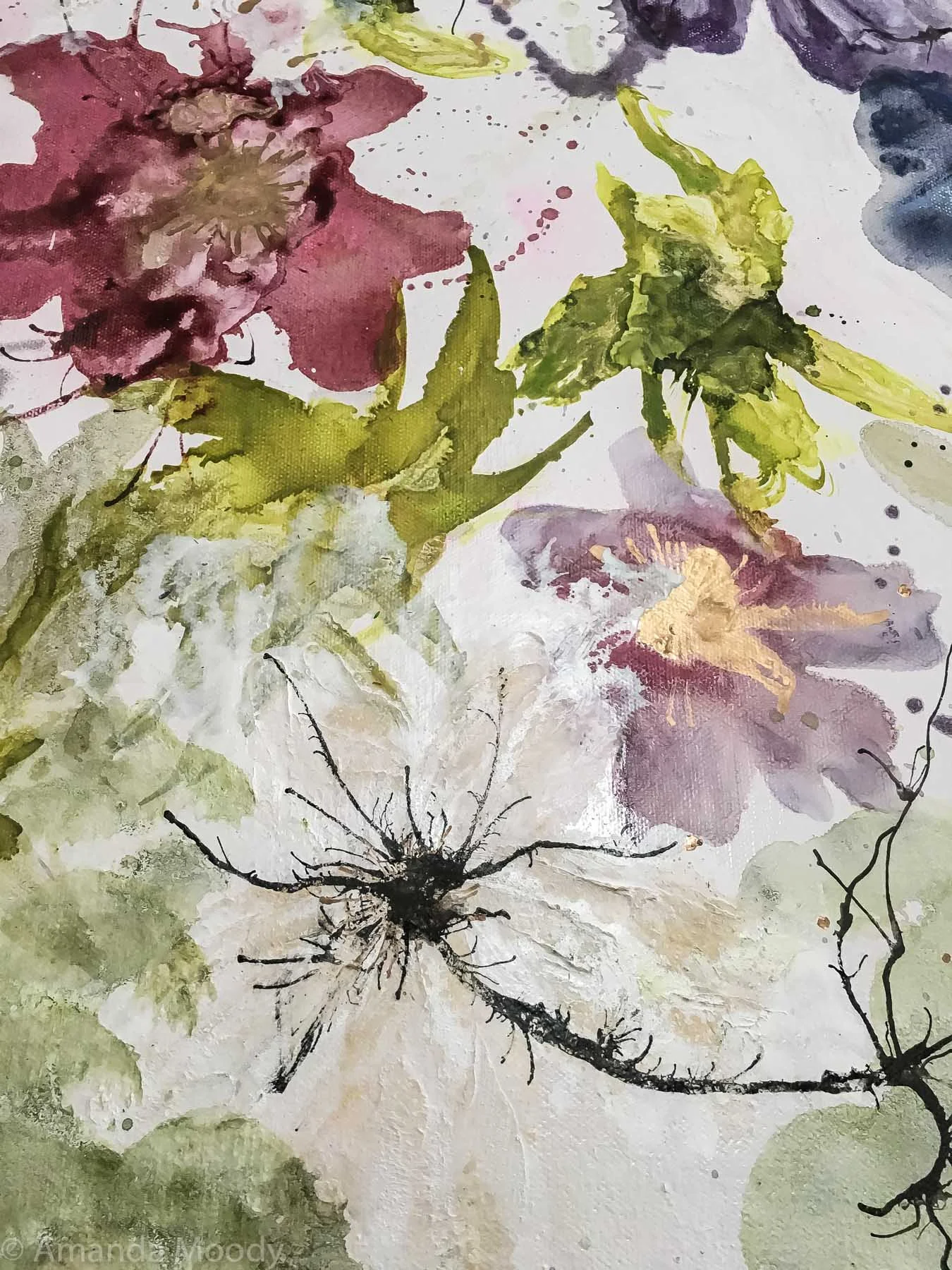 detail of too much is never enough mixed media abstract art by NC artist Amanda Moody