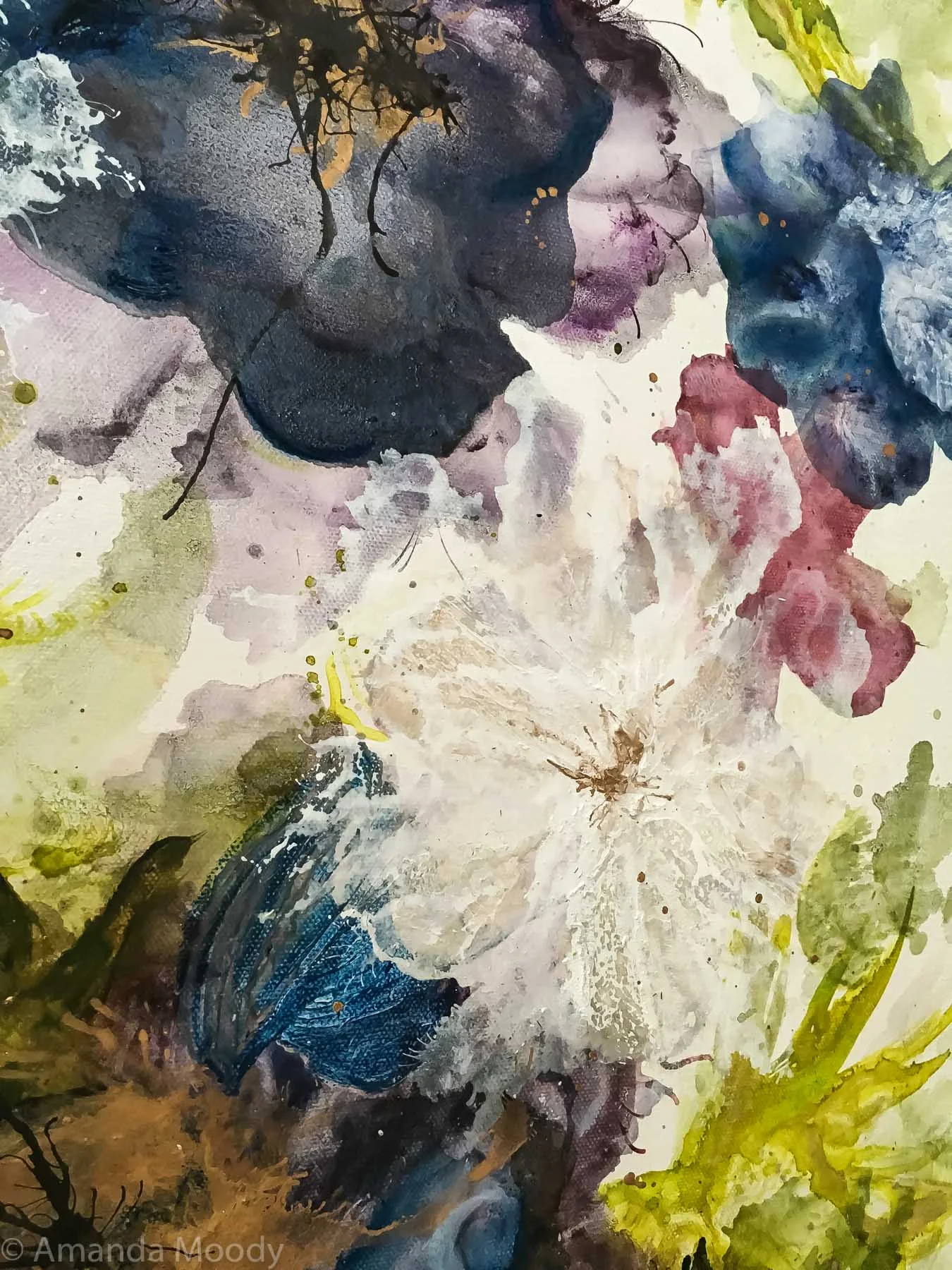 detail of too much is never enough mixed media abstract art by NC artist Amanda Moody