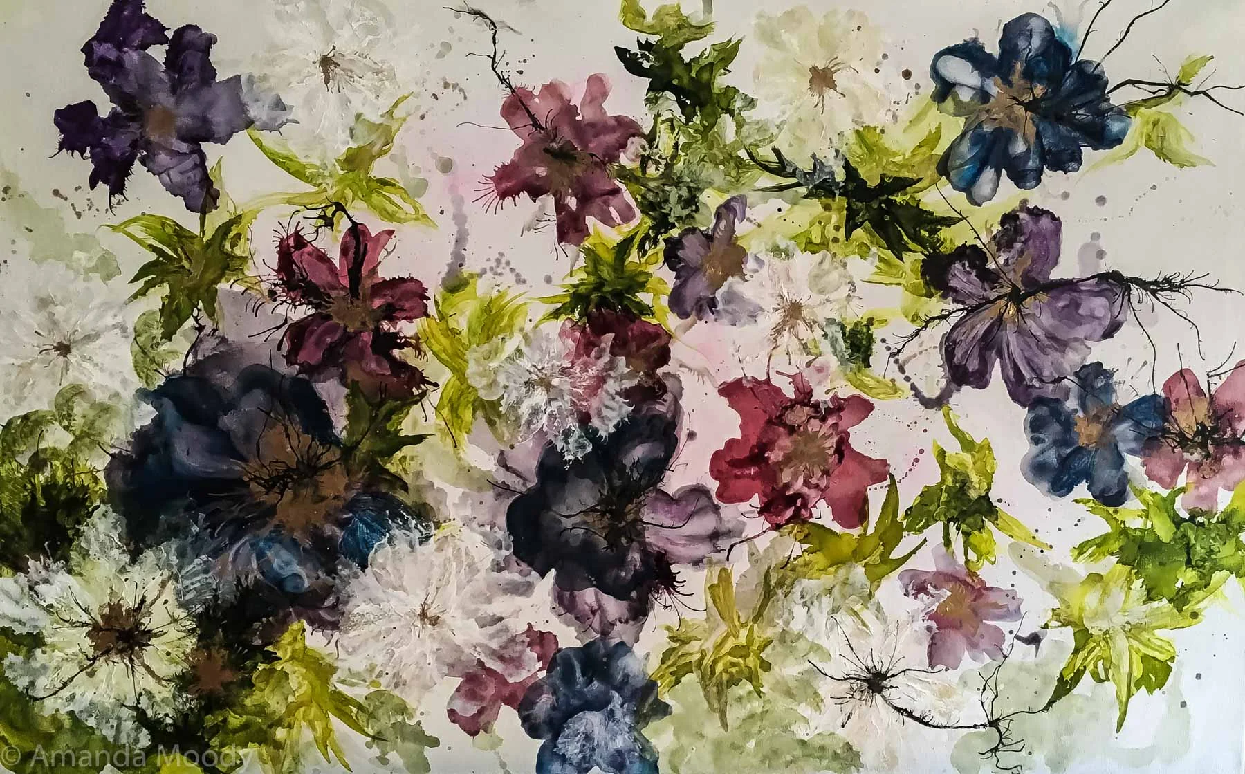 detail of too much is never enough mixed media abstract art by NC artist Amanda Moody