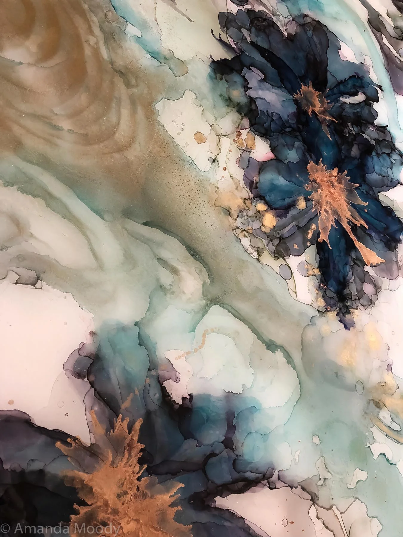 detail of from now on abstract mixed media art by north carolina artist amanda moody