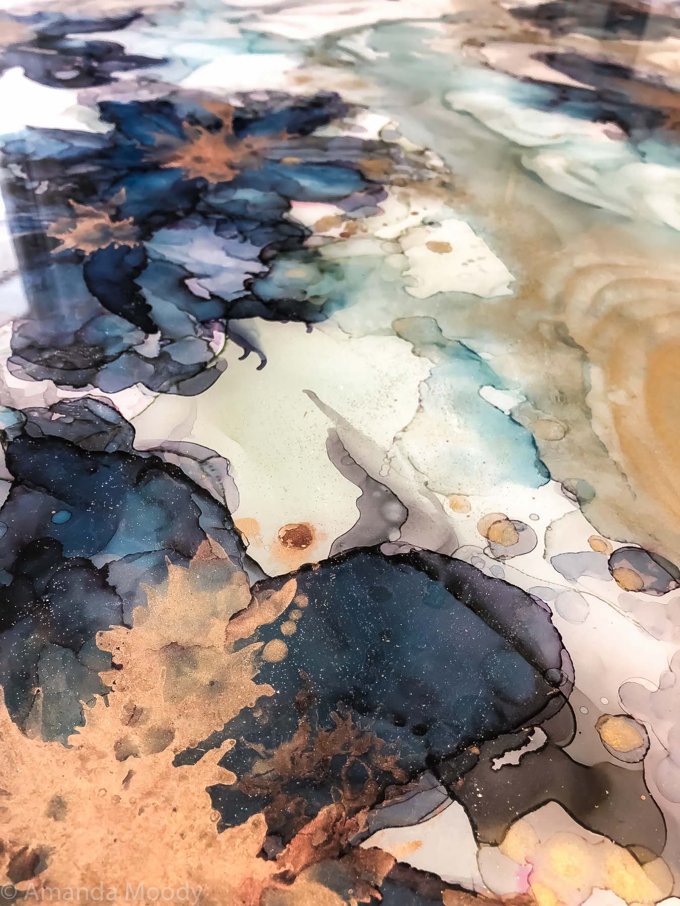 detail of from now on abstract mixed media art by north carolina artist amanda moody