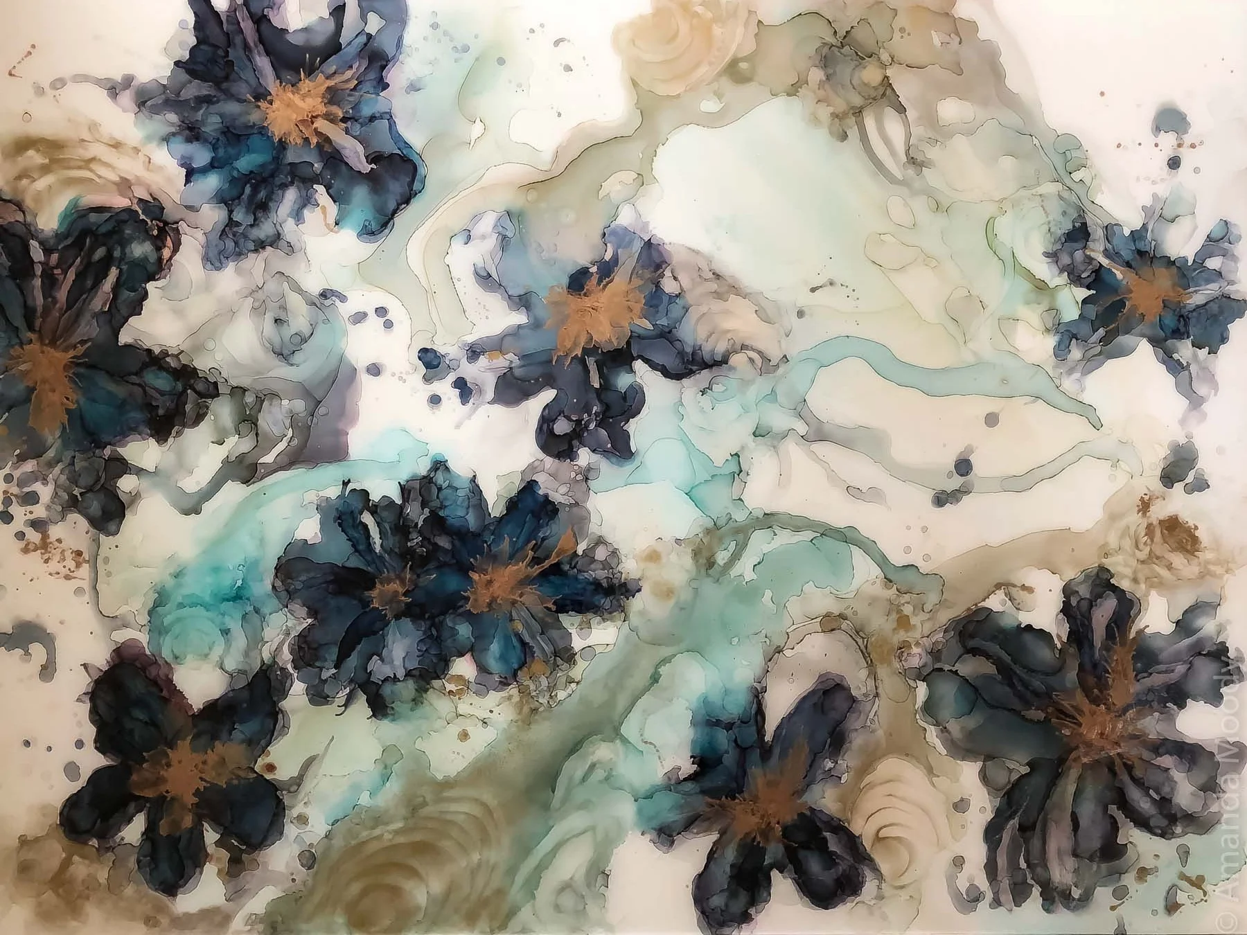 detail of from now on abstract mixed media art by north carolina artist amanda moody