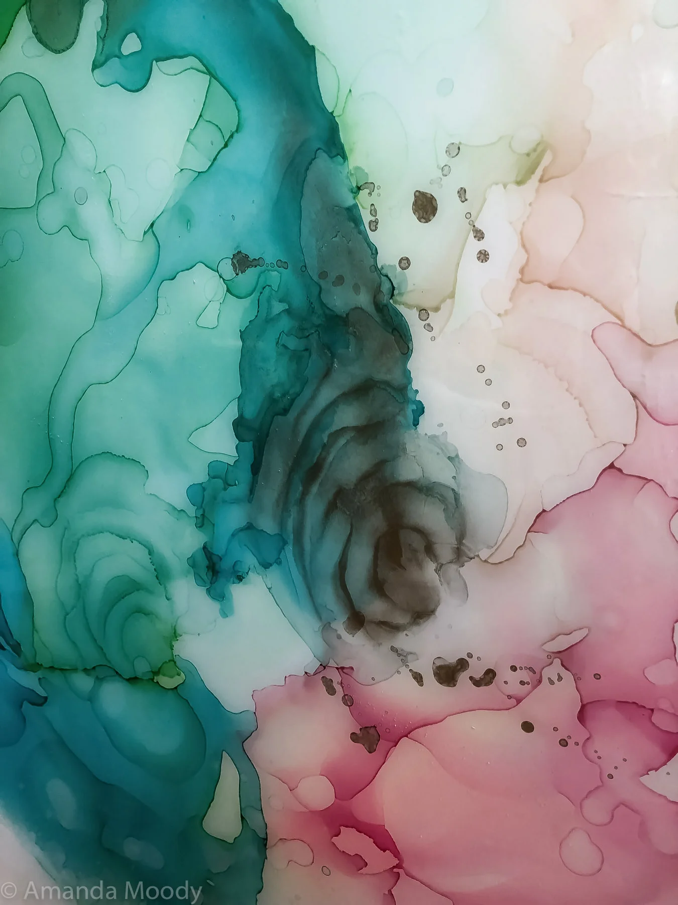 detail of relish mixed media abstract art by north carolina artist amanda moody