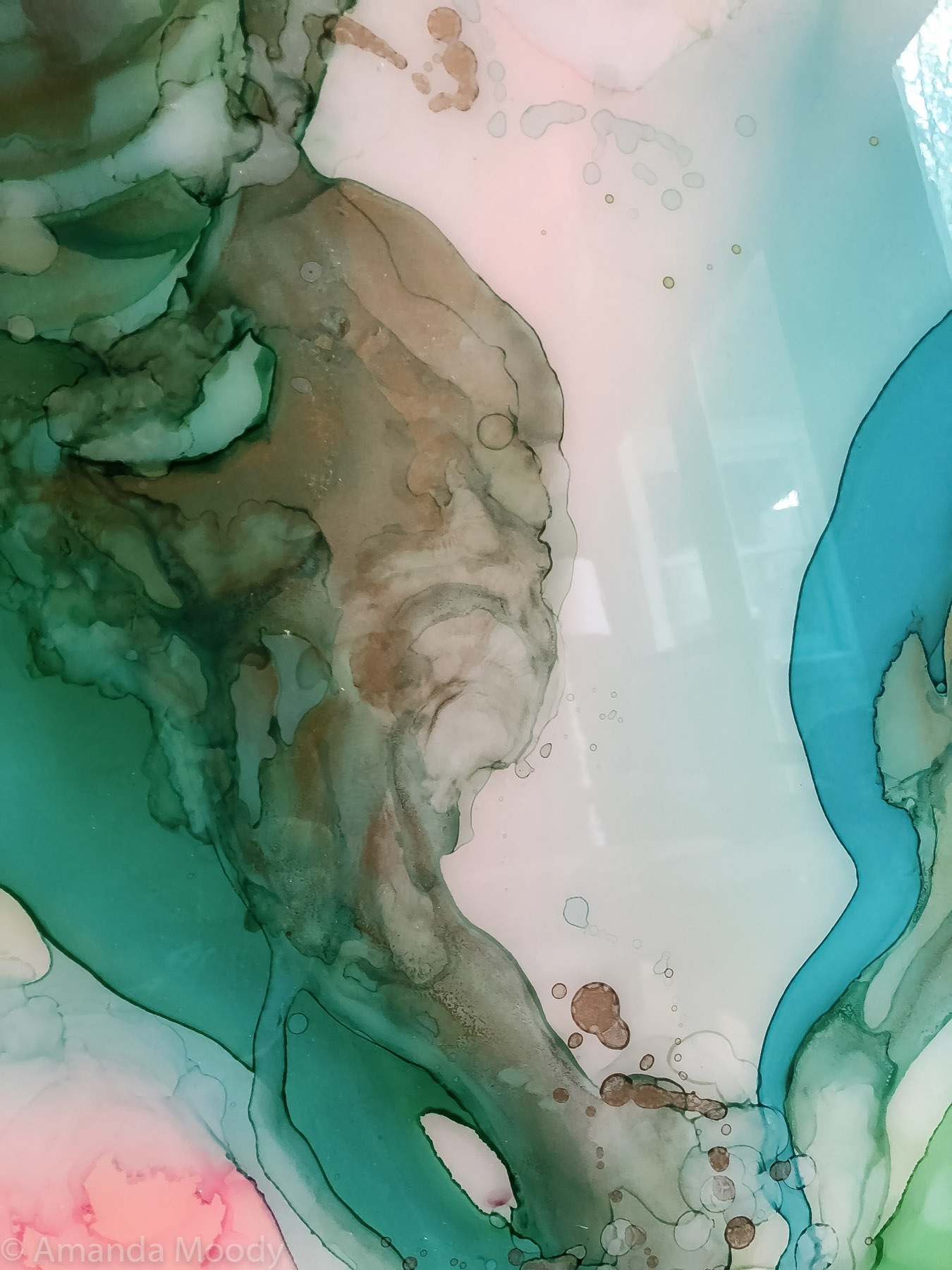 detail of relish mixed media abstract art by north carolina artist amanda moody