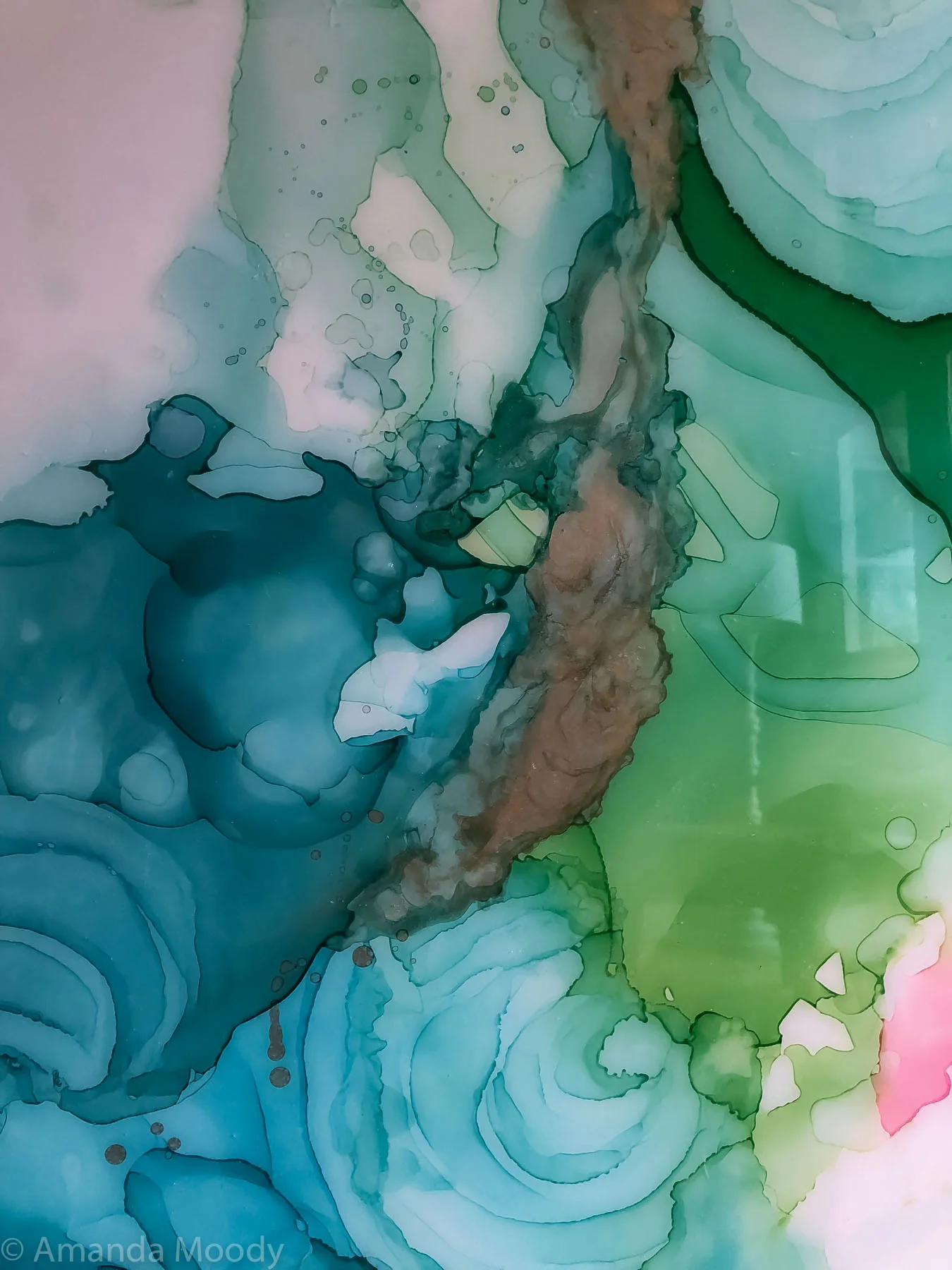 detail of relish mixed media abstract art by north carolina artist amanda moody