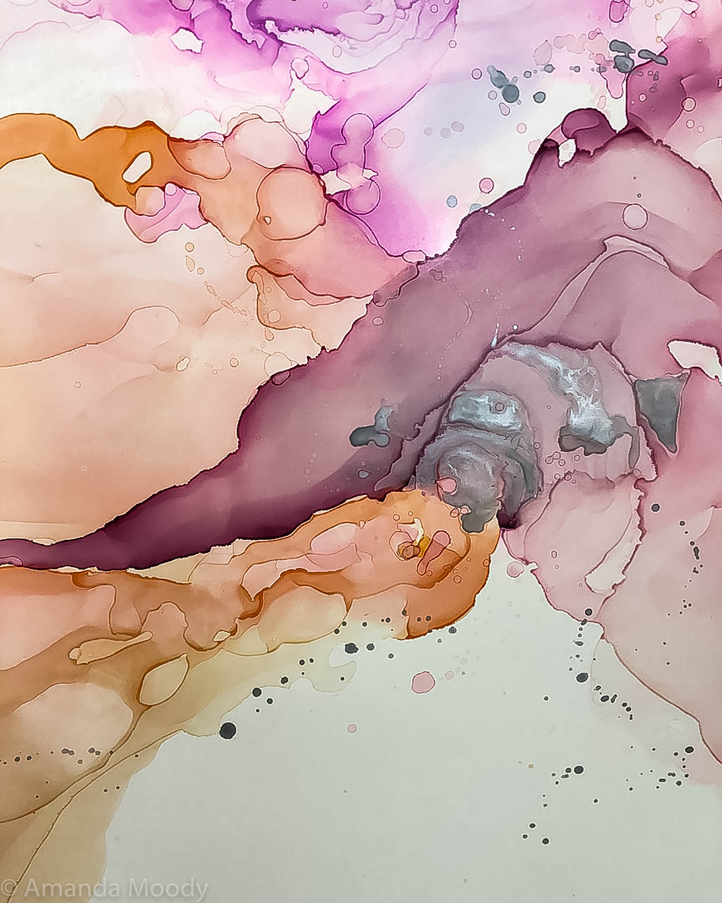 detail of vortices mixed media abstract art by north carolina artist amanda moody