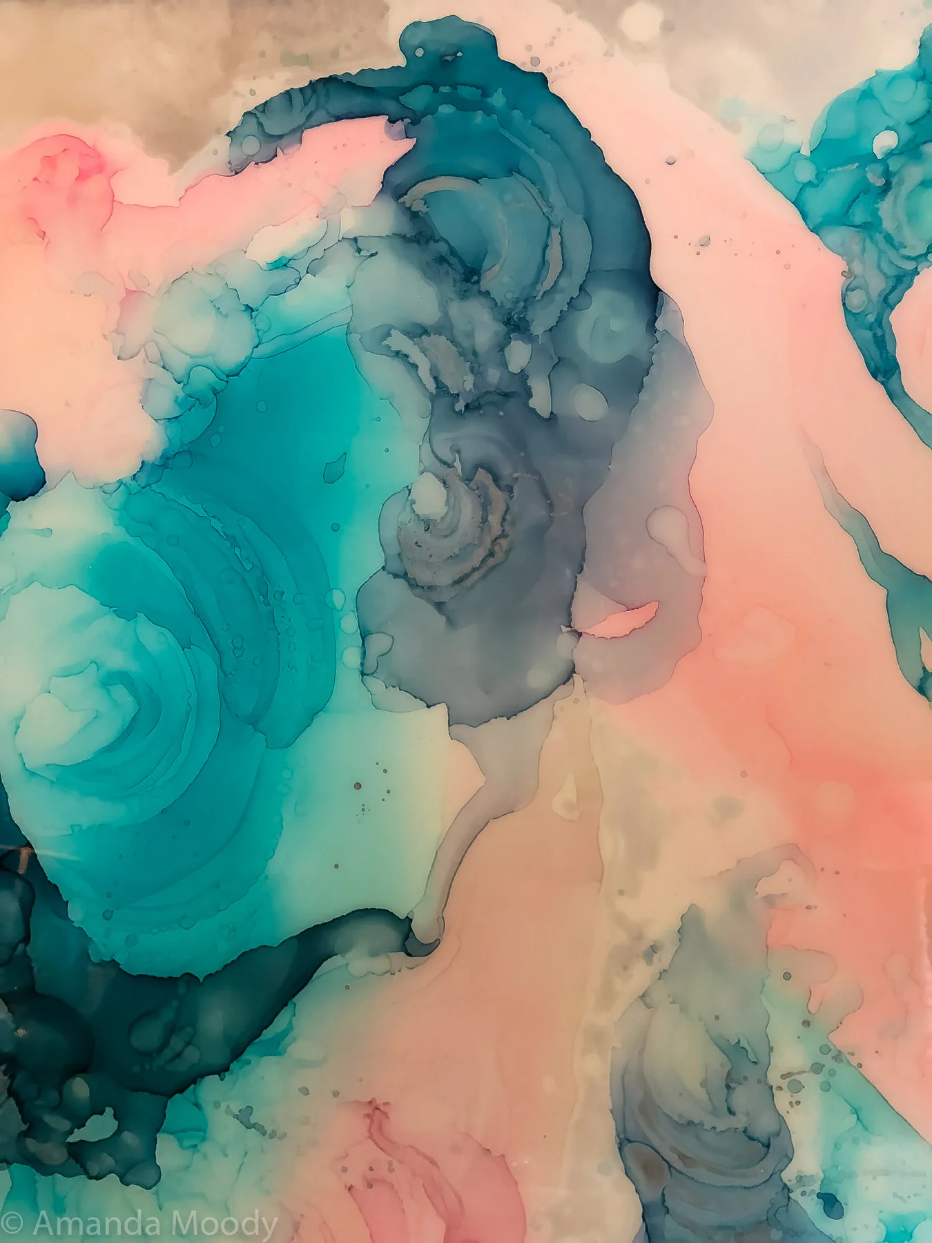 detail of sojourn abstract mixed media resin art by north carolina artist amanda moody