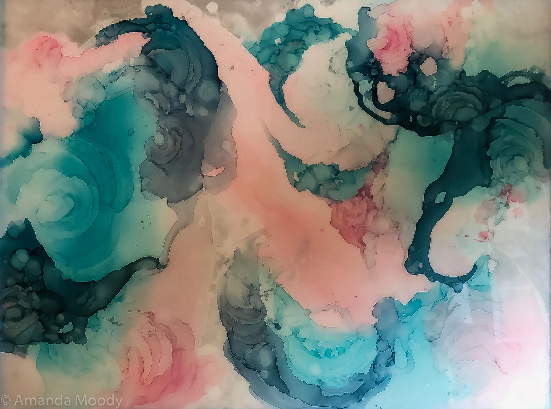 detail of sojourn abstract mixed media resin art by north carolina artist amanda moody