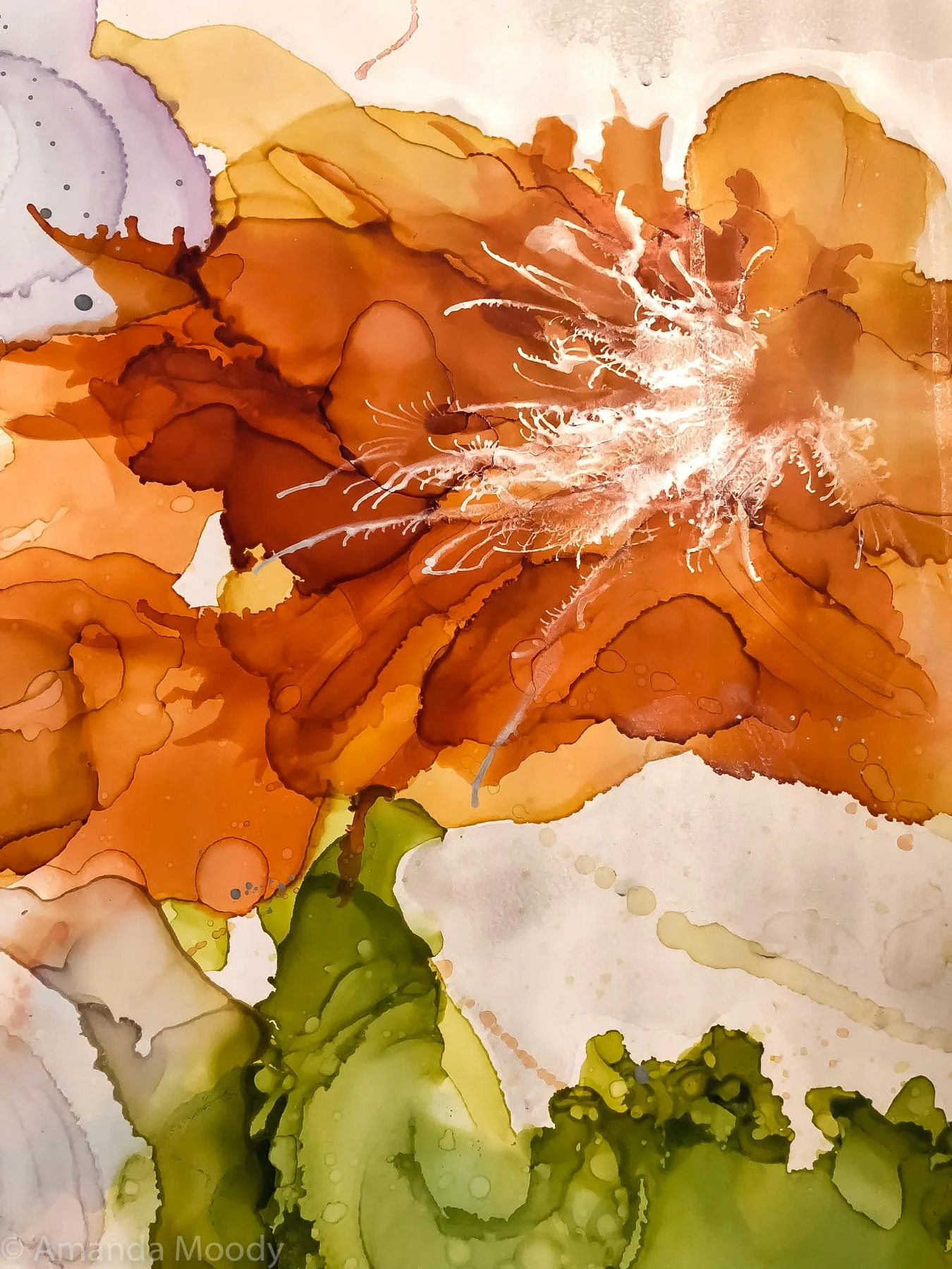 detail of tigerlily abstract fine art by north carolina artist amanda moody