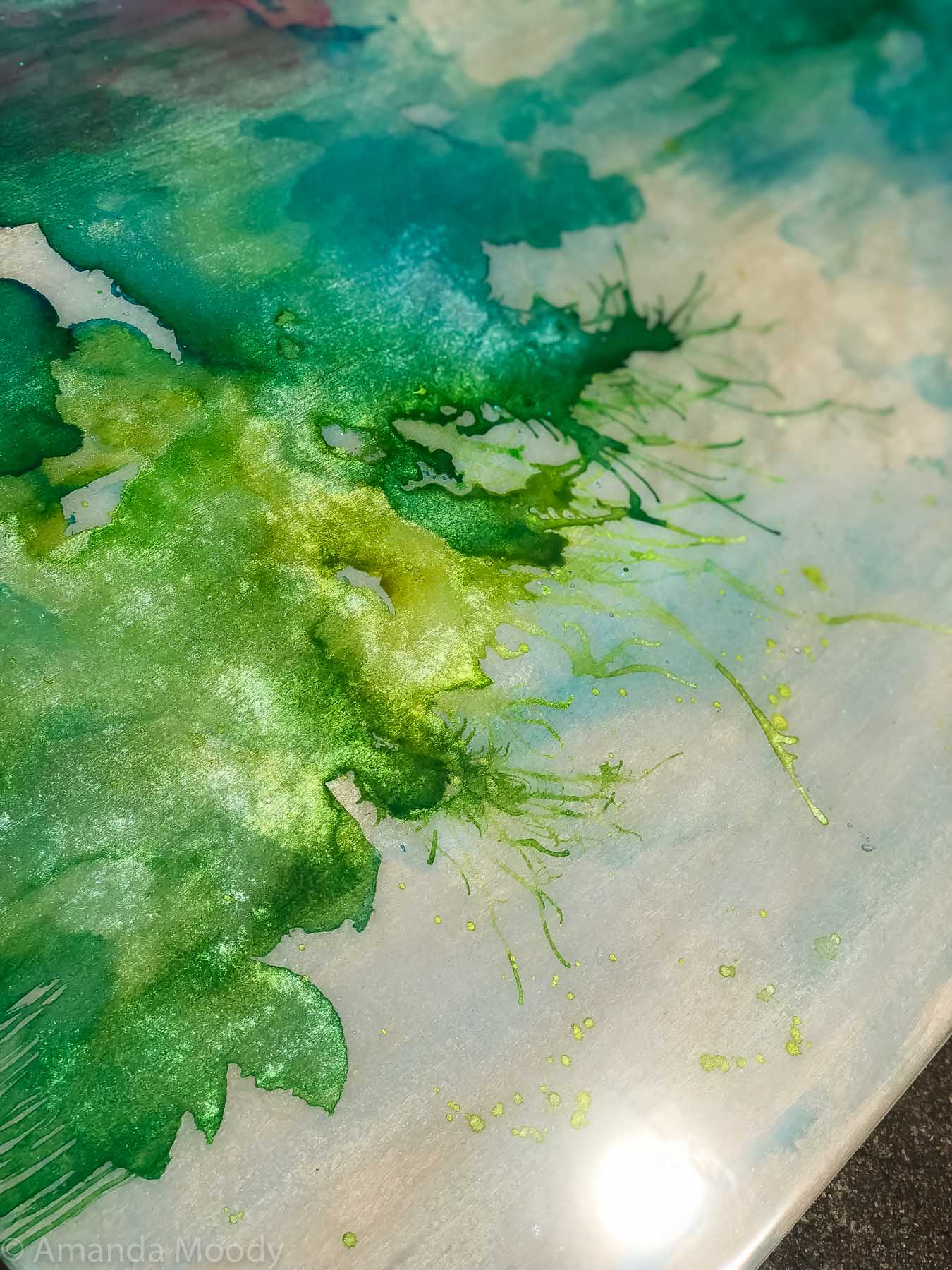 detail of karma abstract resin art by north carolina artist amanda moody