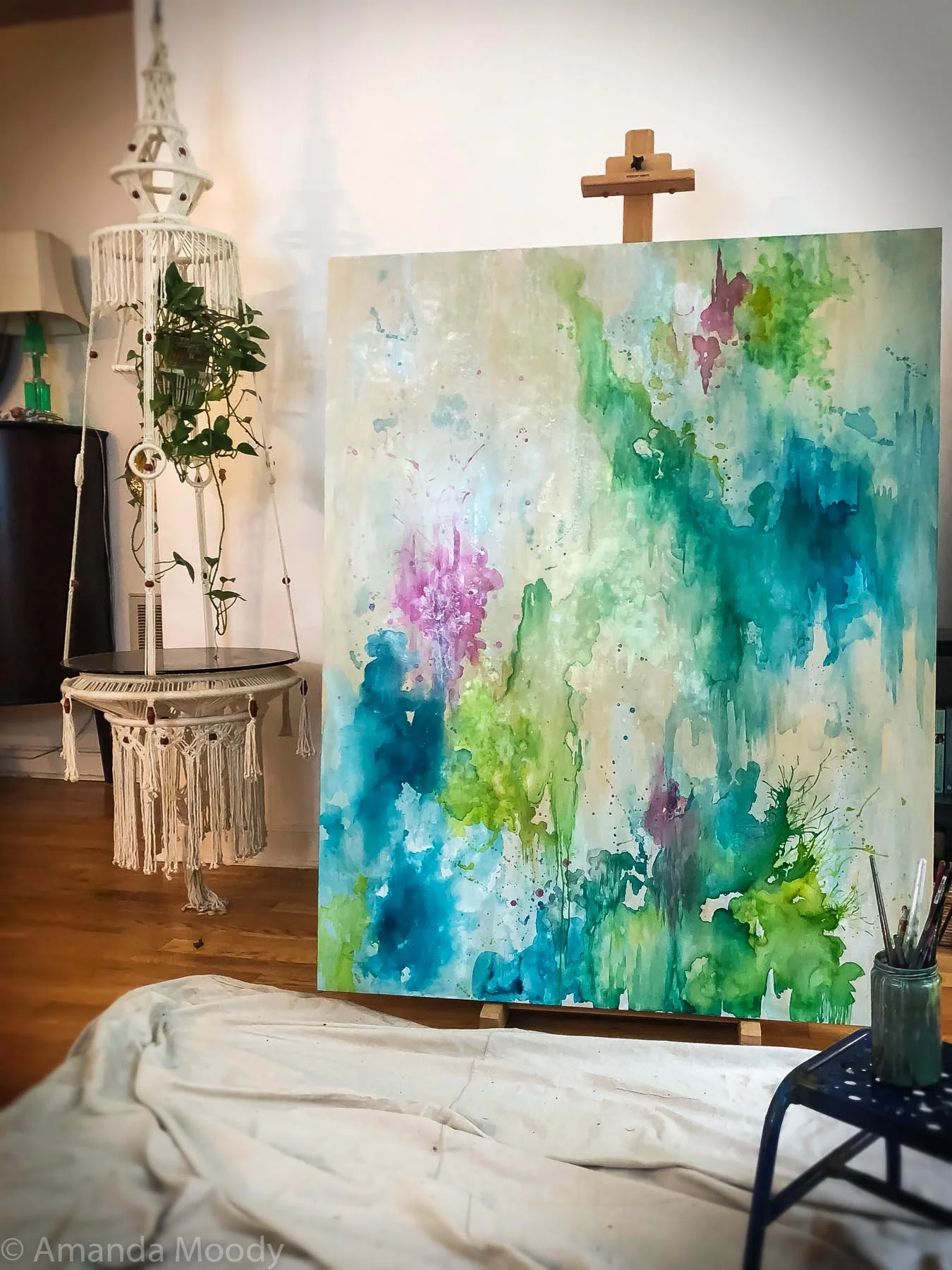 detail of karma abstract resin art by north carolina artist amanda moody