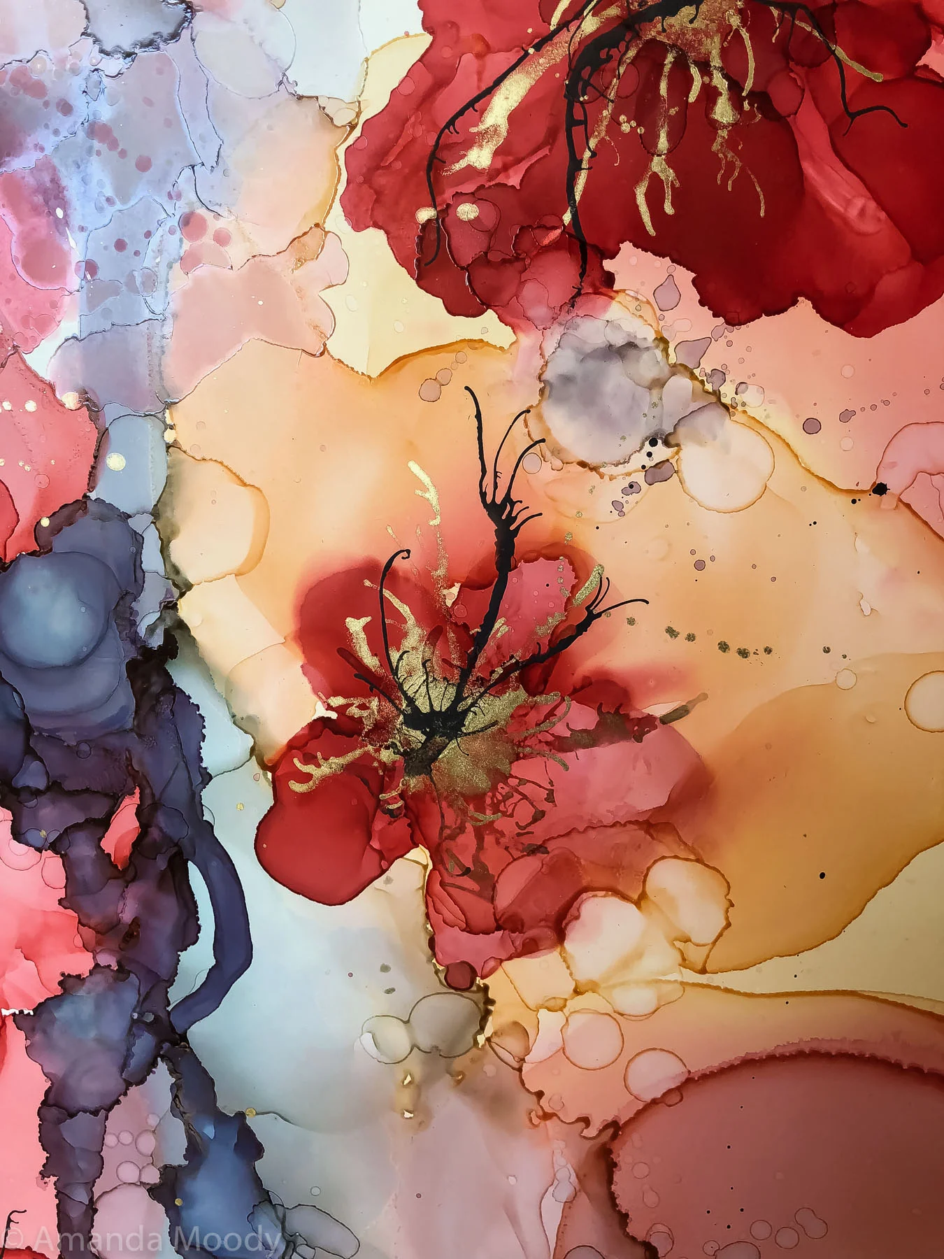 detail of darlin mixed media abstract art by north carolina artist amanda moody