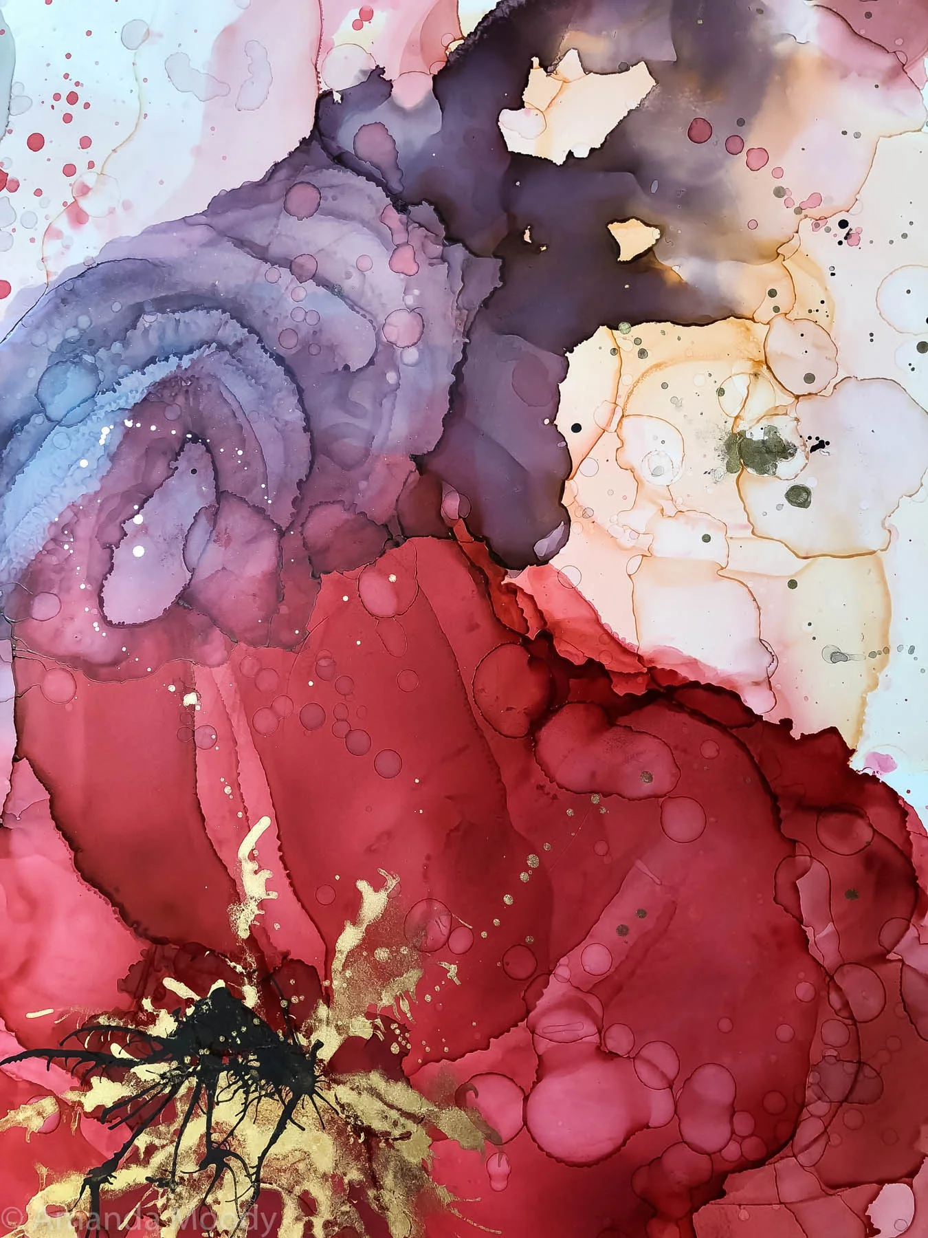 detail of darlin mixed media abstract art by north carolina artist amanda moody