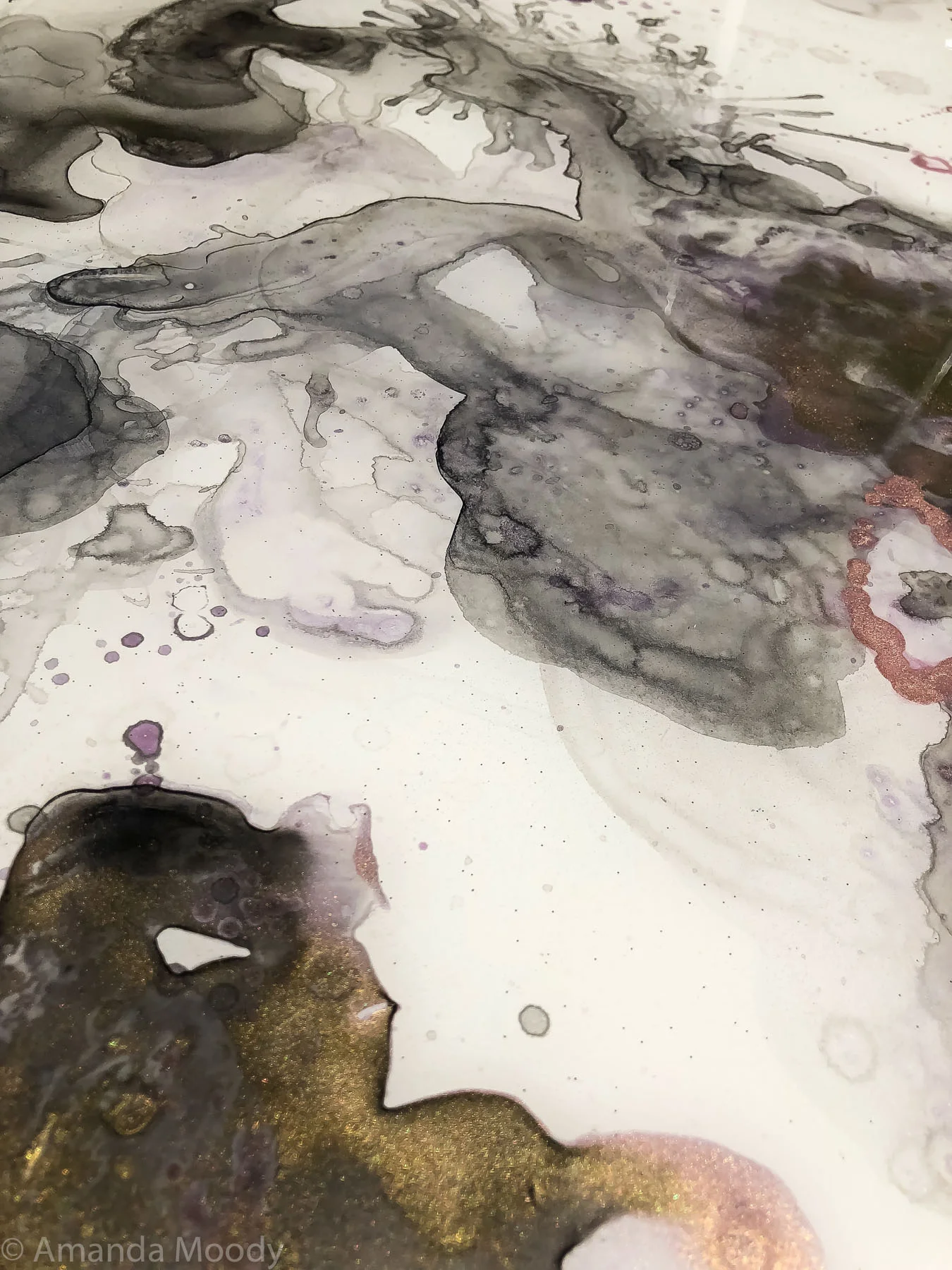 deatil of chrysalis abstract mixed media resin art by north carolina artist amanda moody