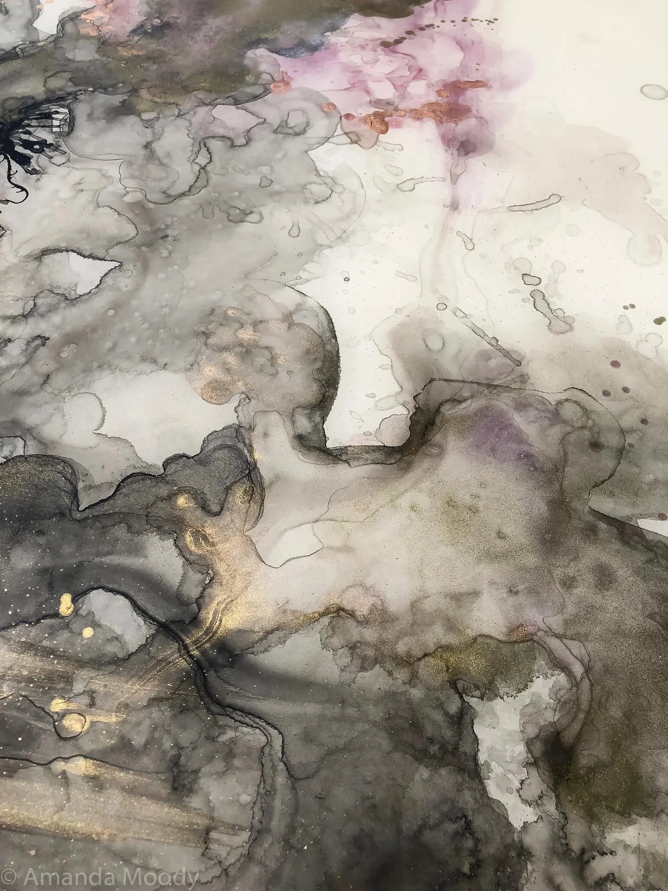 deatil of chrysalis abstract mixed media resin art by north carolina artist amanda moody
