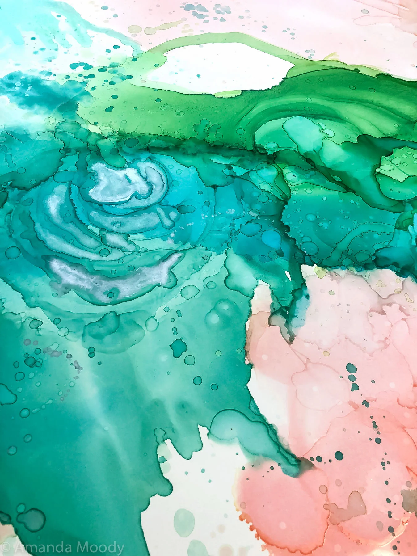 detail of nectar abstract mixed media art by north carolina artist amanda moody