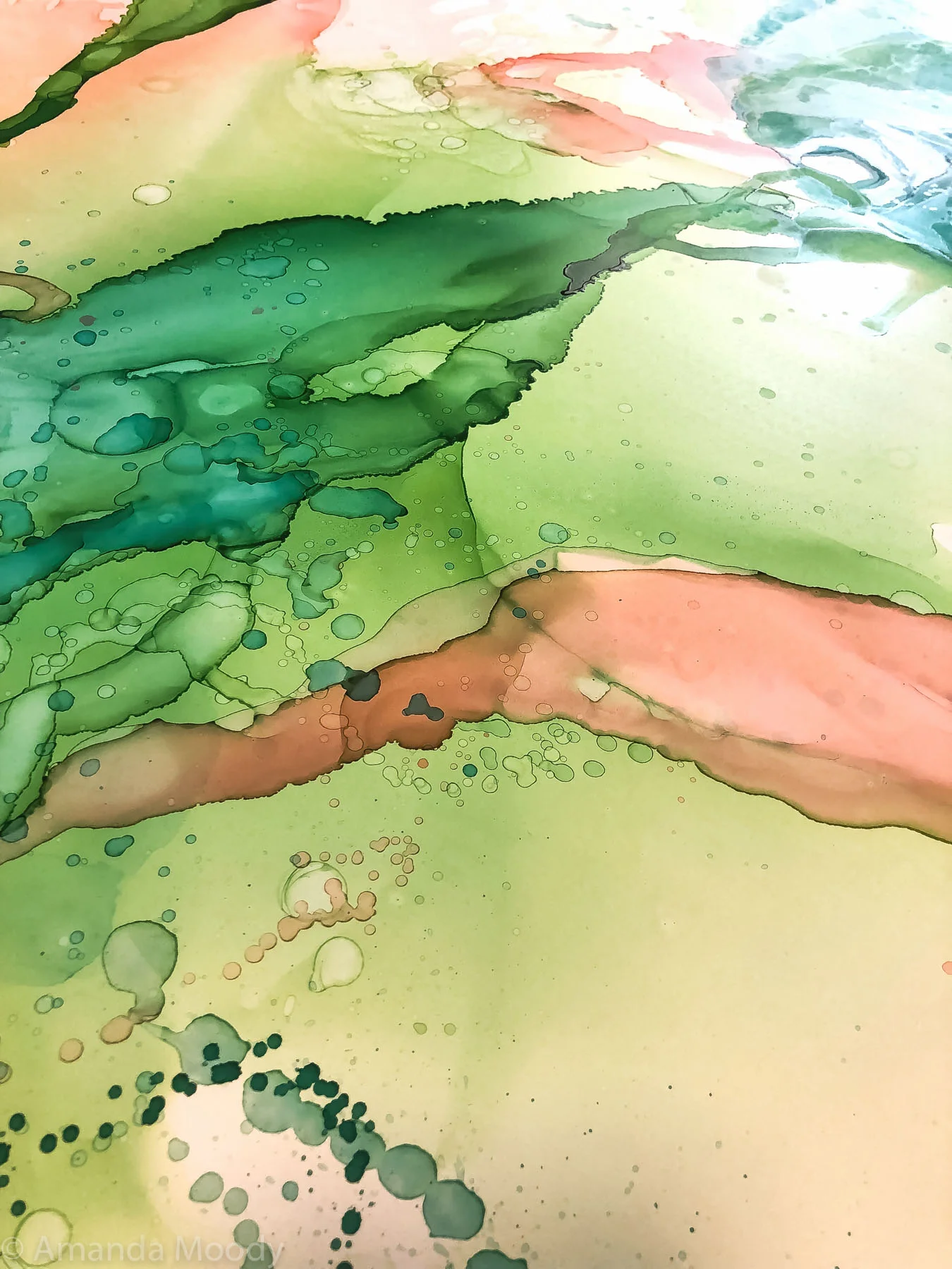detail of nectar abstract mixed media art by north carolina artist amanda moody