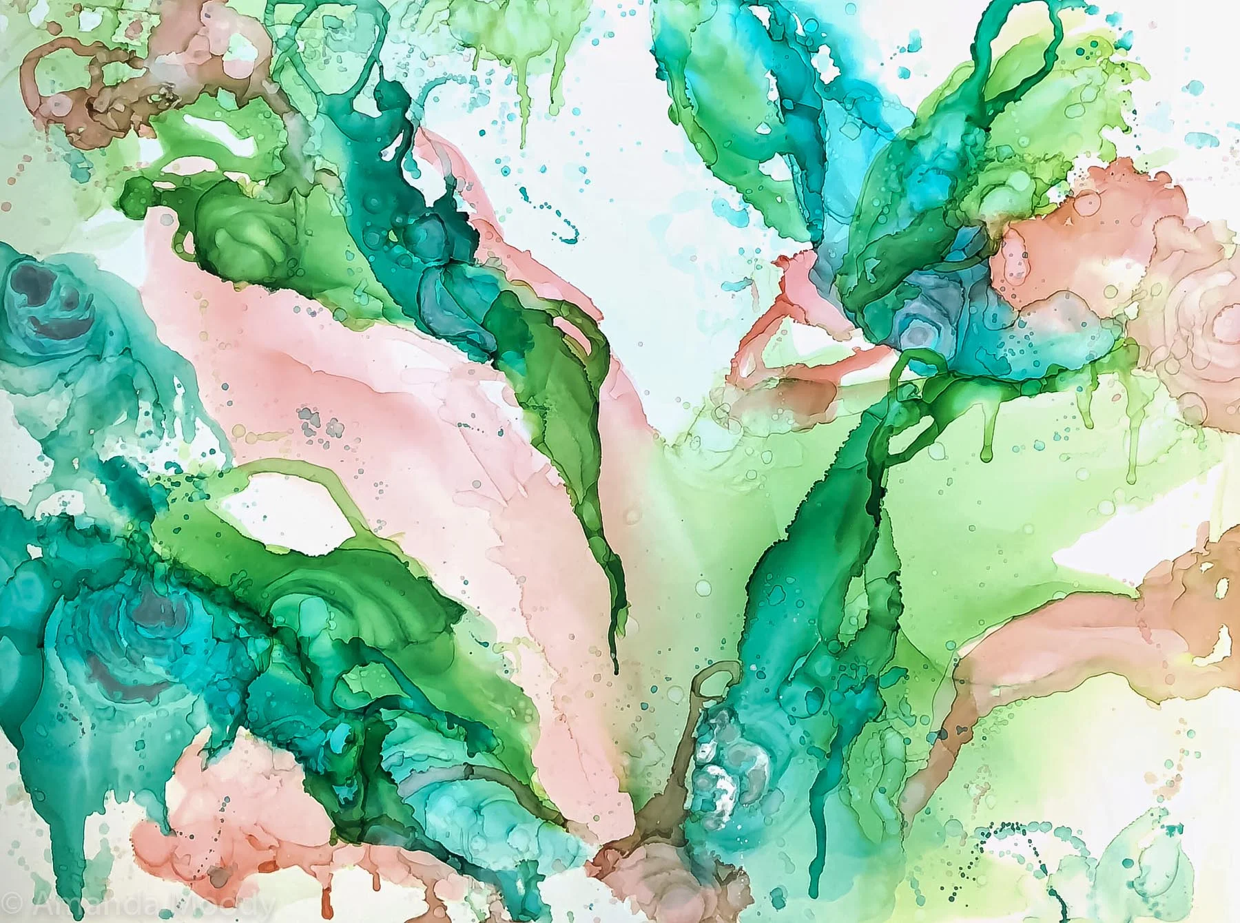 detail of nectar abstract mixed media art by north carolina artist amanda moody