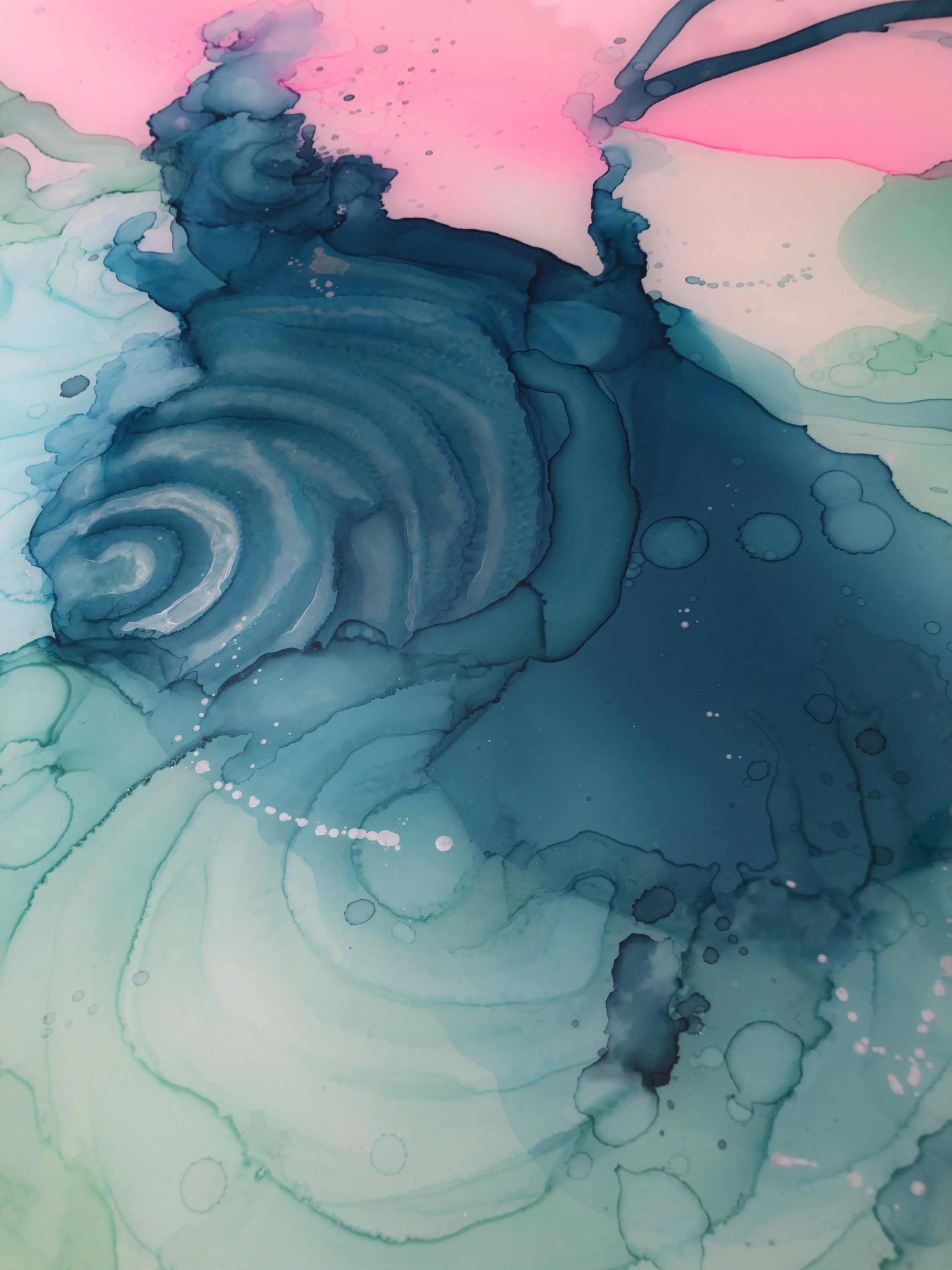 detail of trajectory abstract mixed media resin art by north carolina artist amanda moody