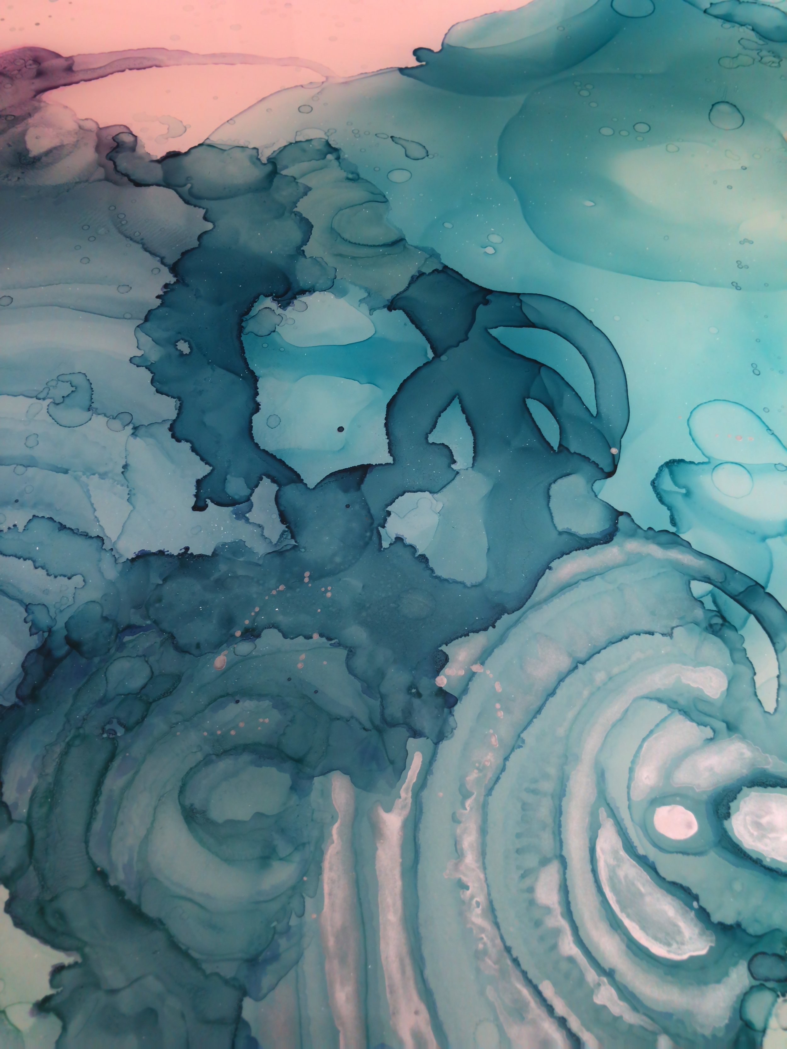 detail of trajectory abstract mixed media resin art by north carolina artist amanda moody