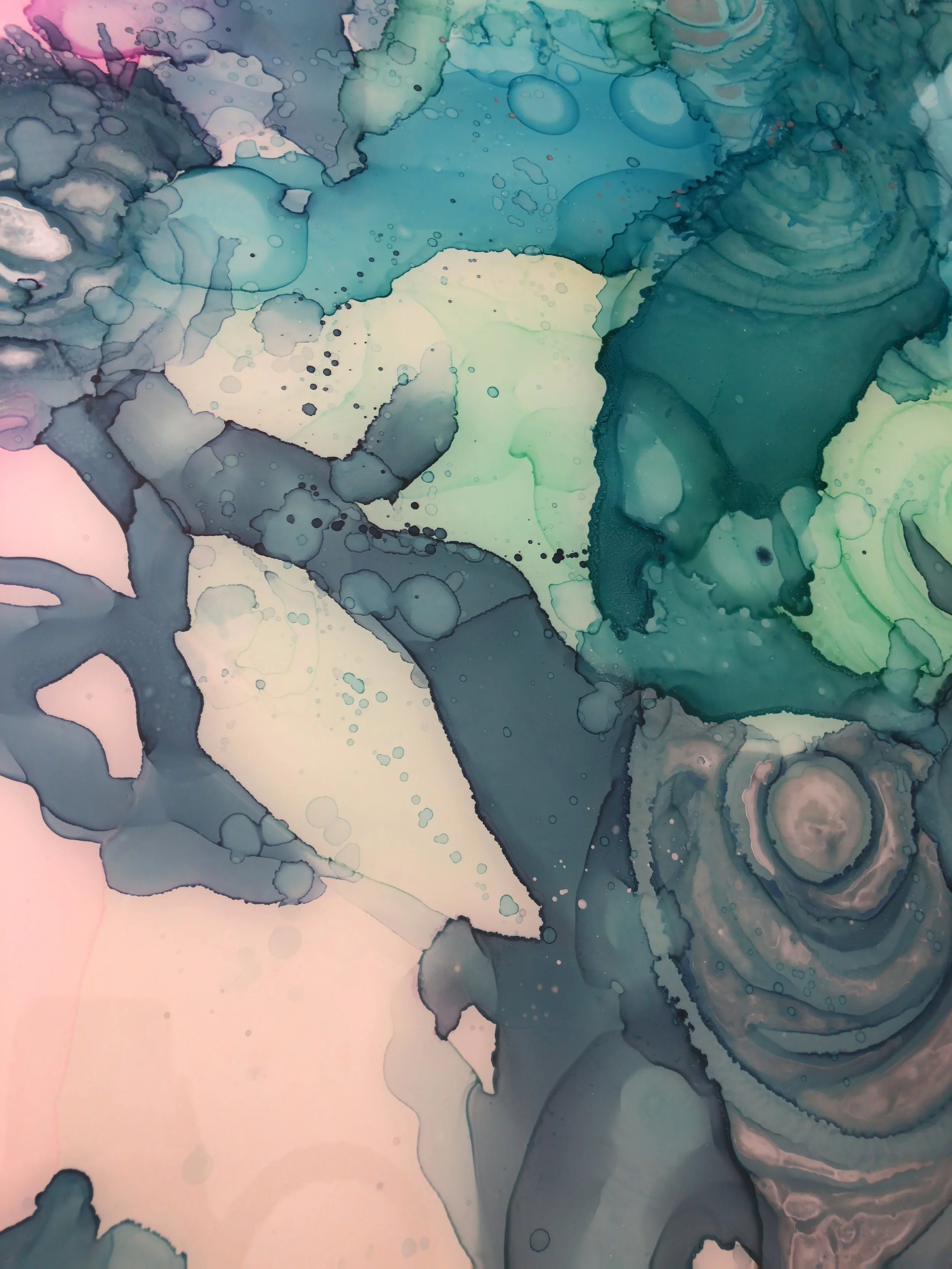 detail of trajectory abstract mixed media resin art by north carolina artist amanda moody