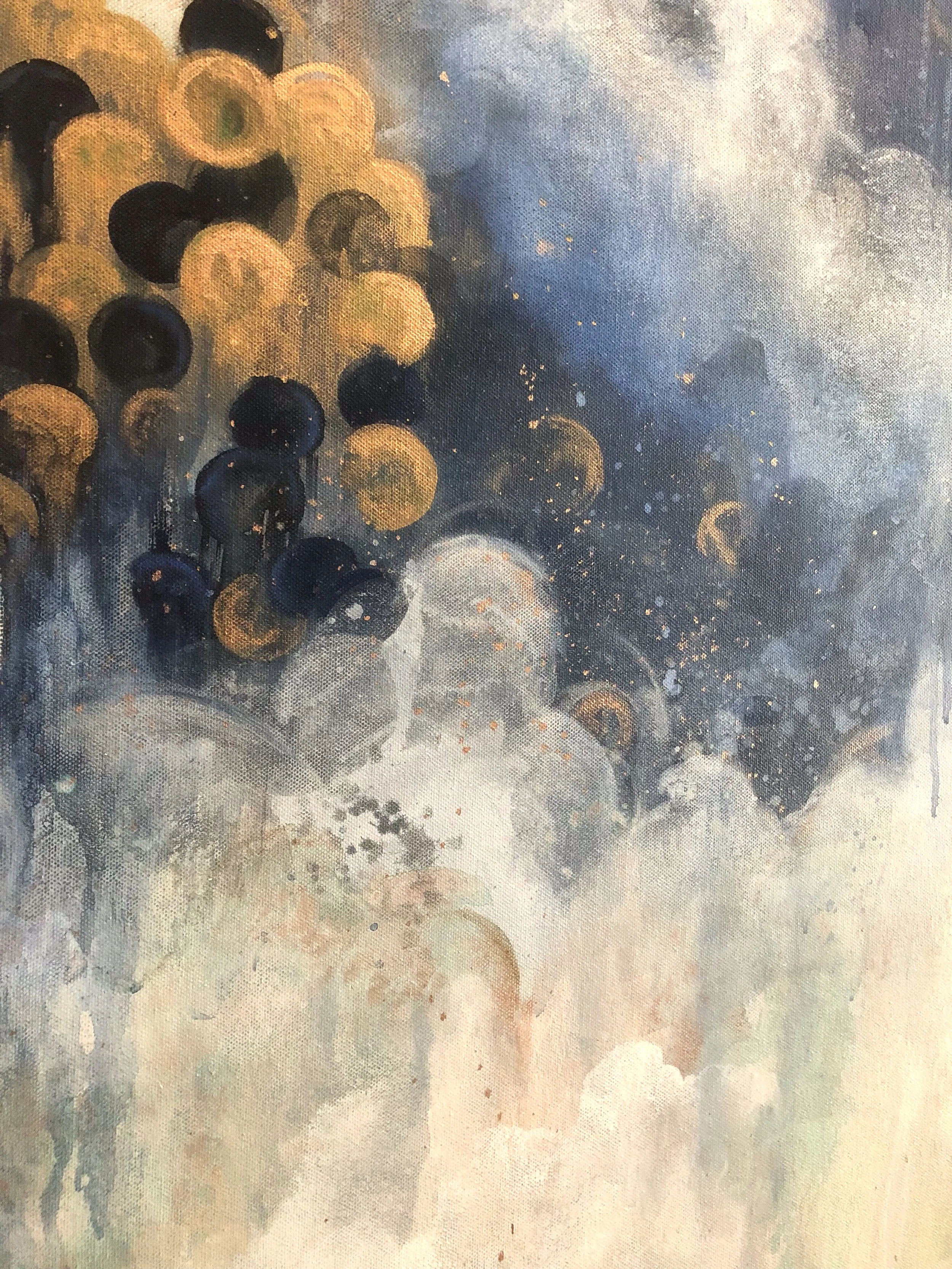 detail of if you only knew mixed media abstract art by north carolina artist amanda moody