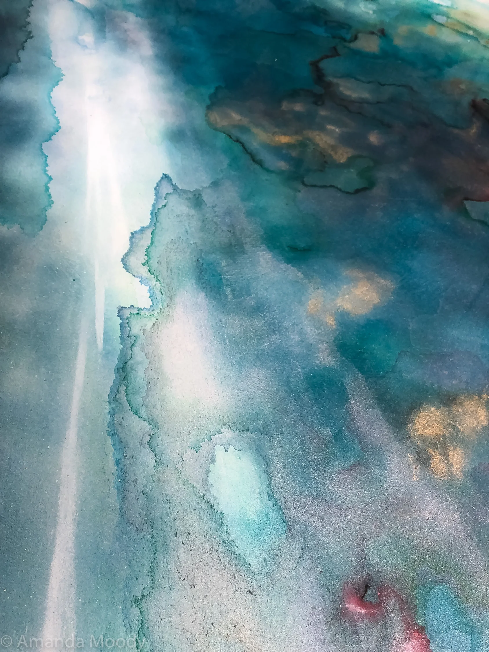 detail of crystal blue persuasion abstract resin art by north carolina artist amanda moody
