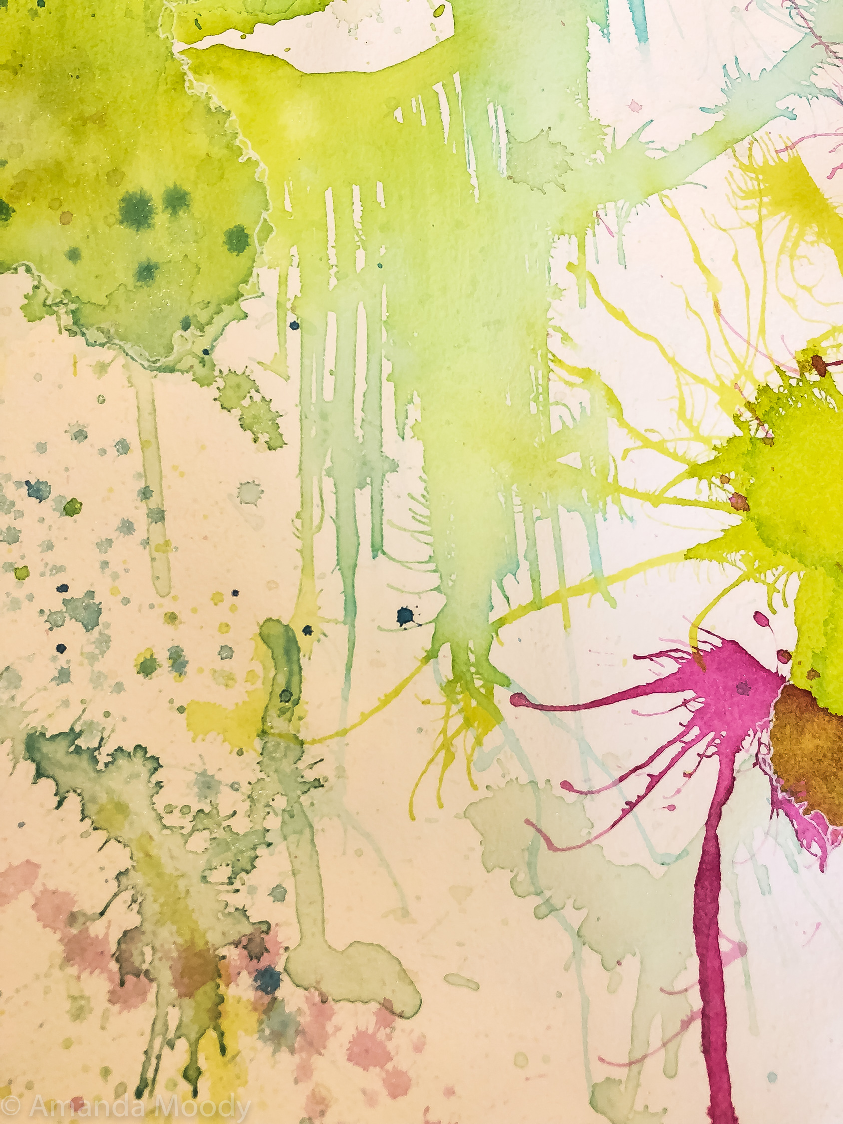 detail of all that glitters mixed media on paper diptych by north carolina abstract artist amanda moody