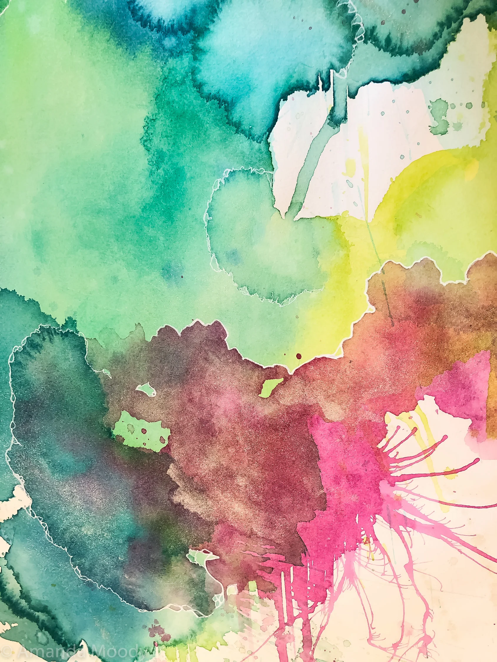detail of all that glitters mixed media on paper diptych by north carolina abstract artist amanda moody