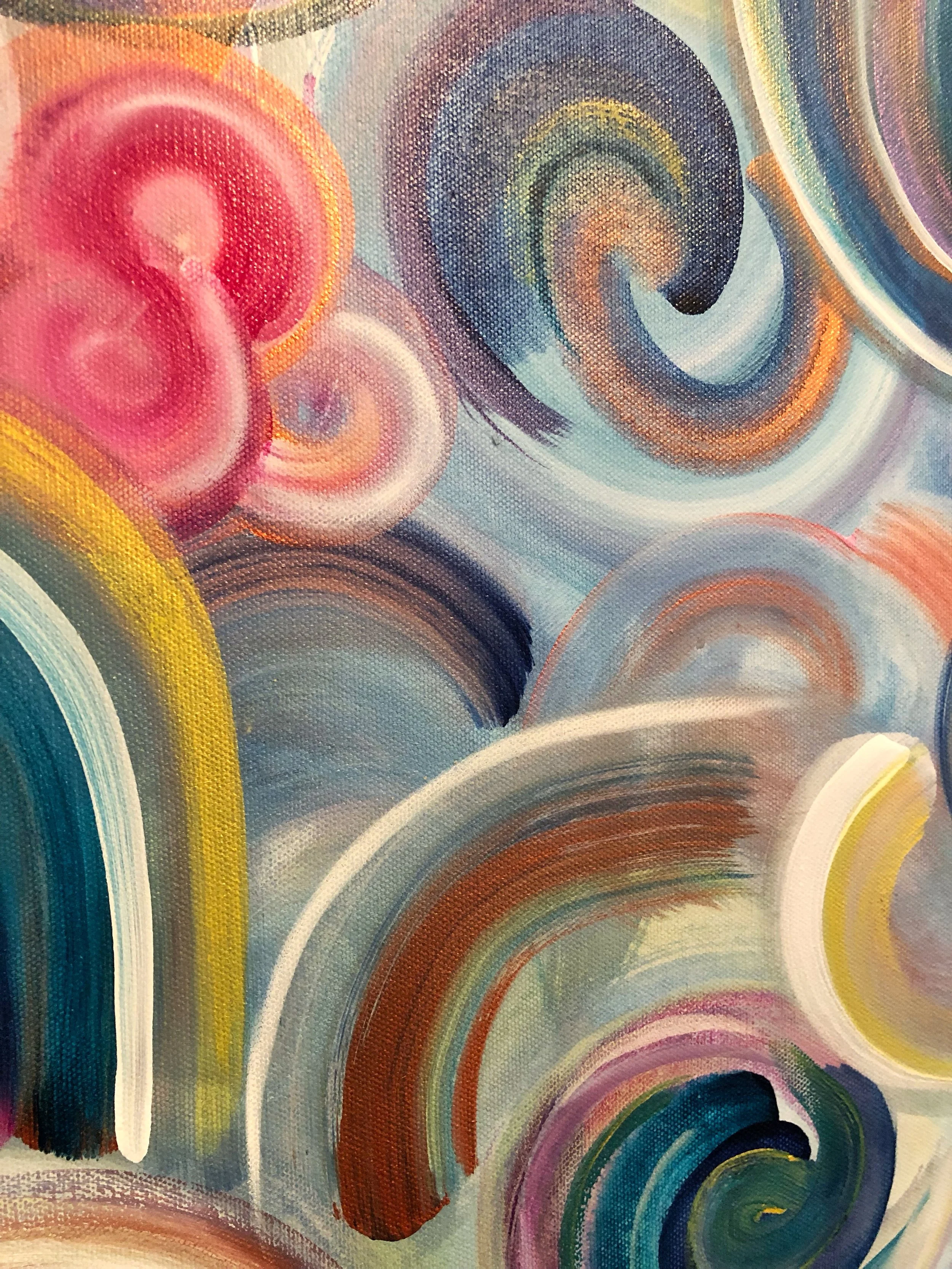 detail of sugar plum mixed media abstract art by north carolina artist amanda moody