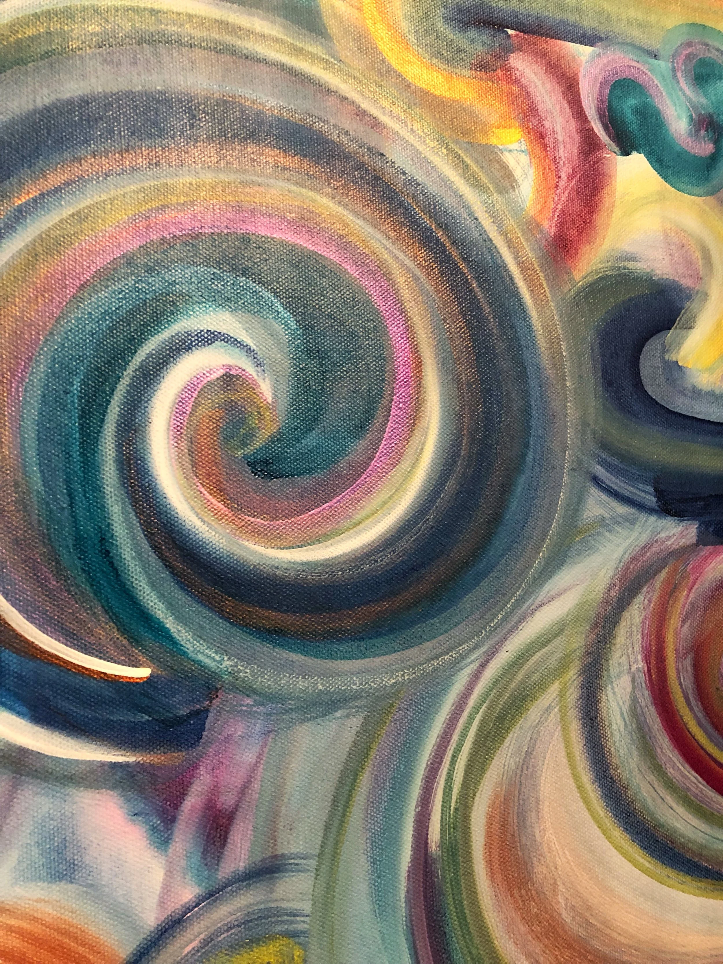 detail of sugar plum mixed media abstract art by north carolina artist amanda moody