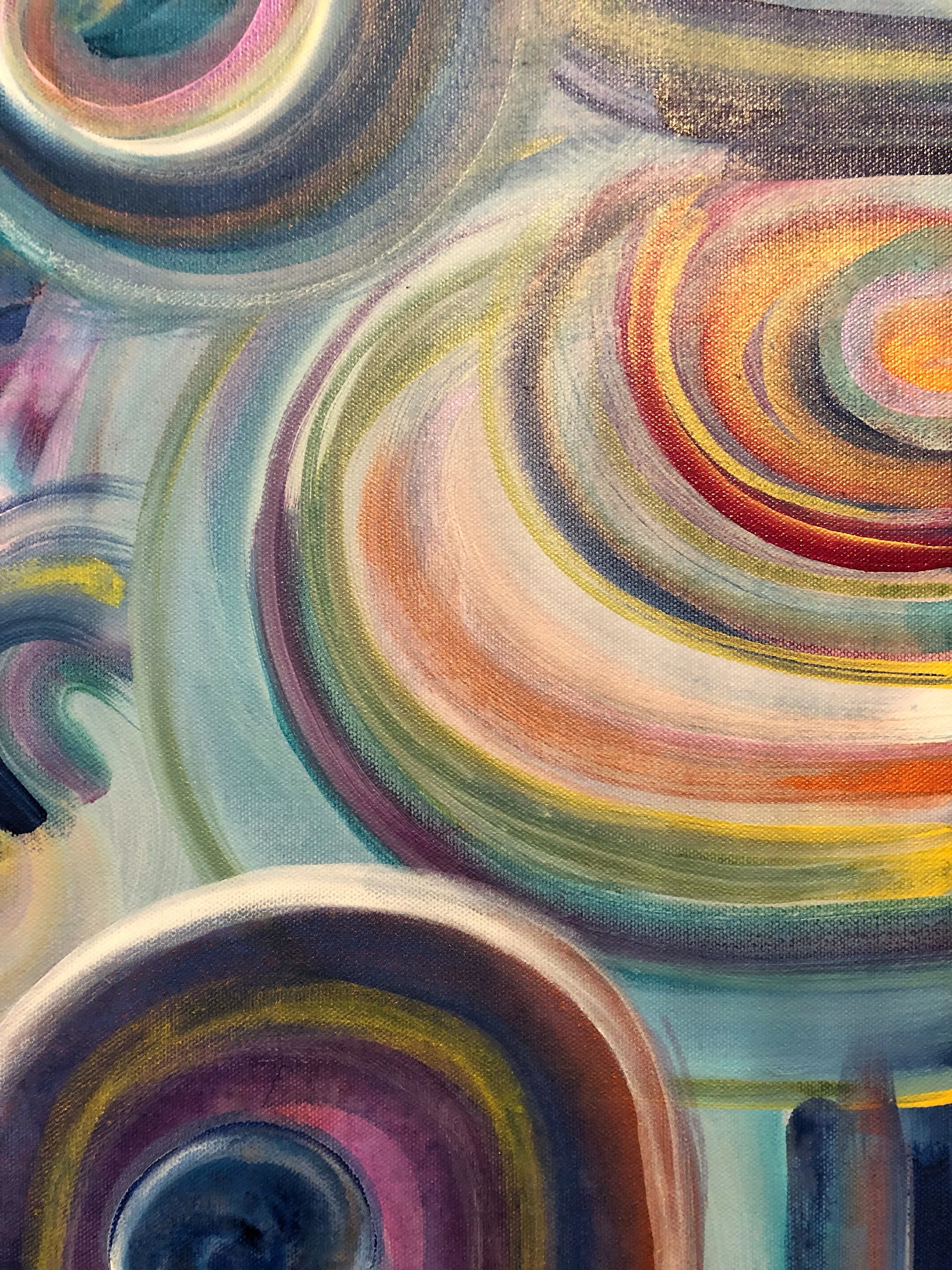 detail of sugar plum mixed media abstract art by north carolina artist amanda moody