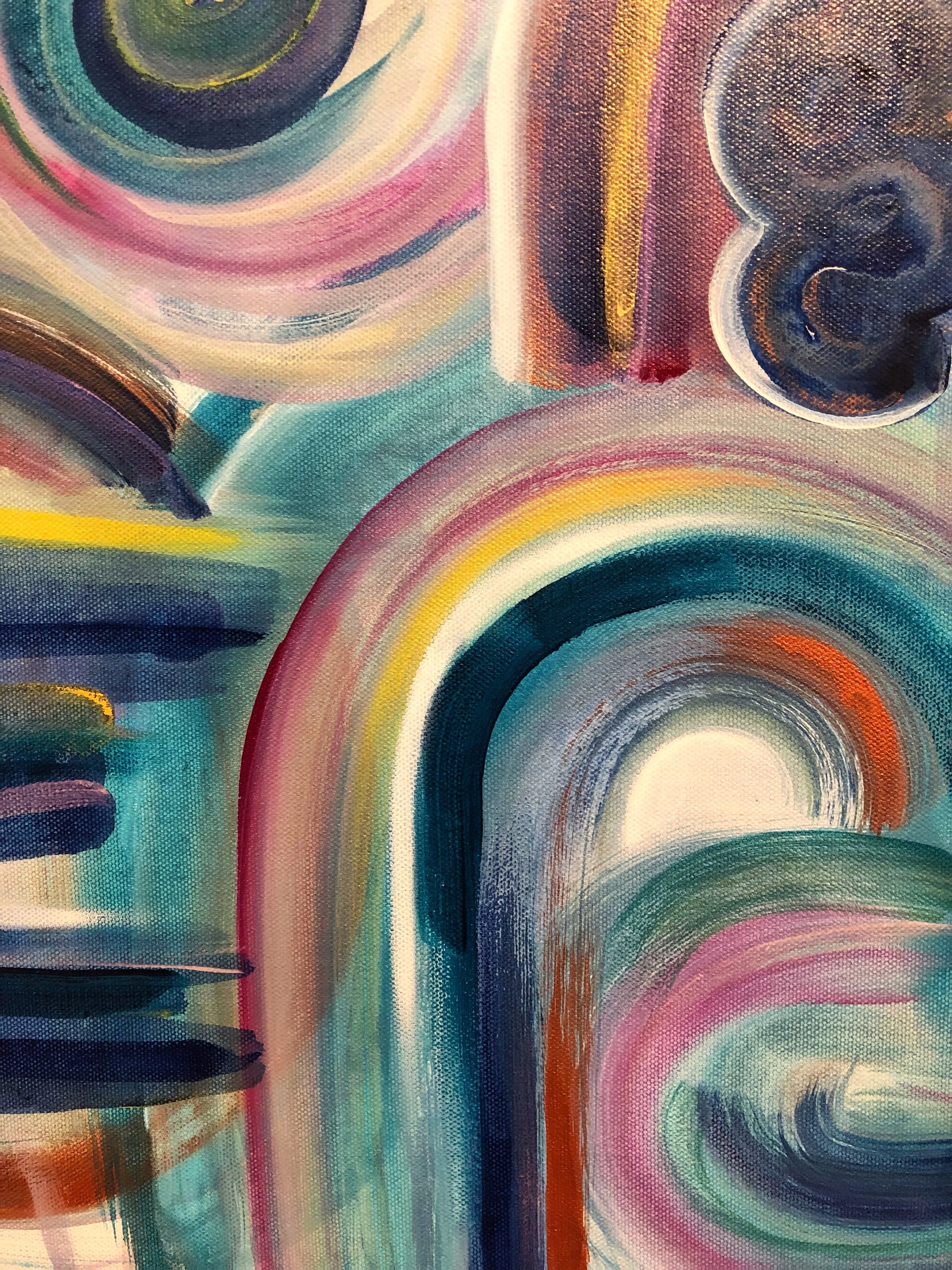 detail of sugar plum mixed media abstract art by north carolina artist amanda moody