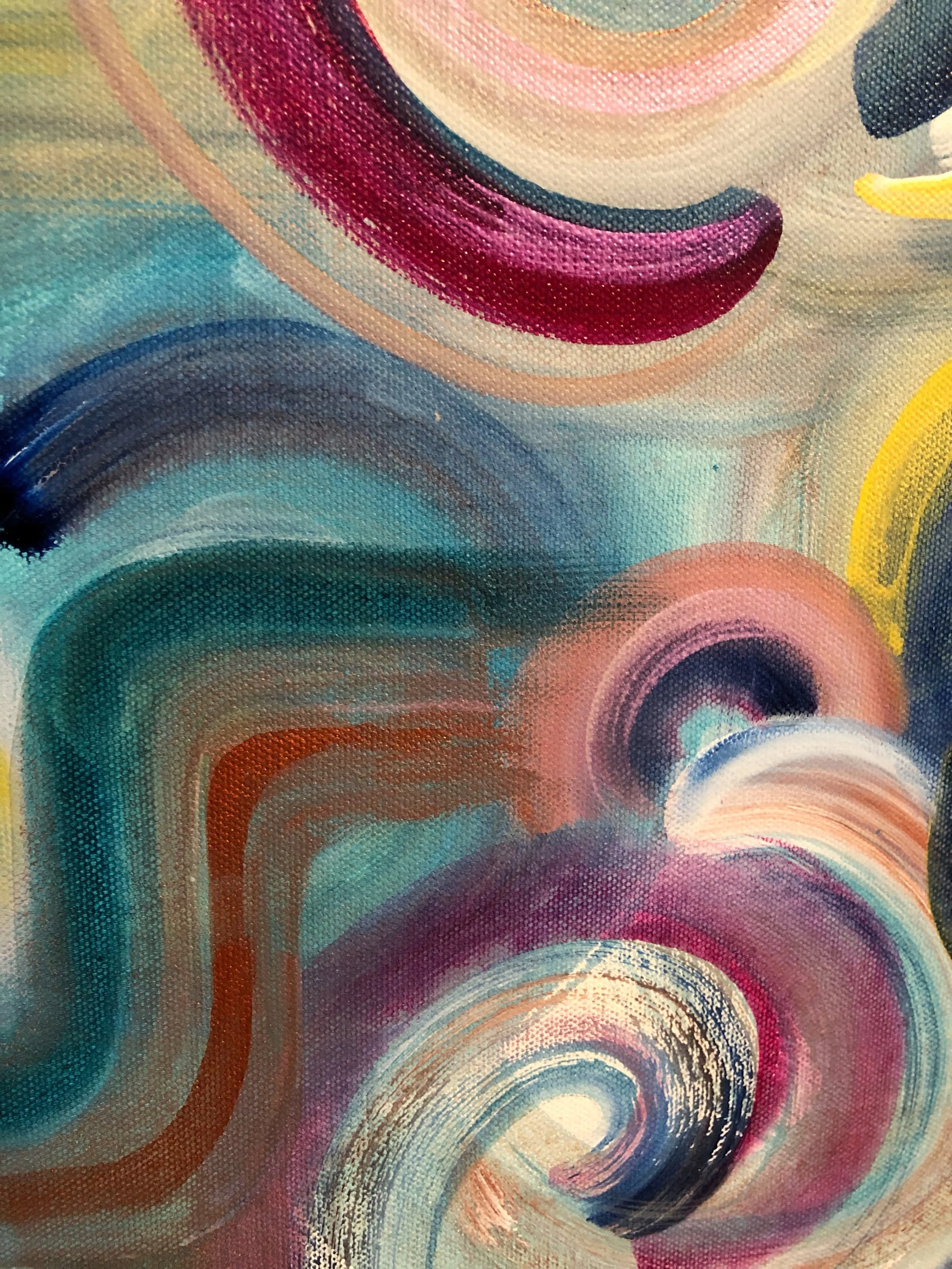detail of sugar plum mixed media abstract art by north carolina artist amanda moody