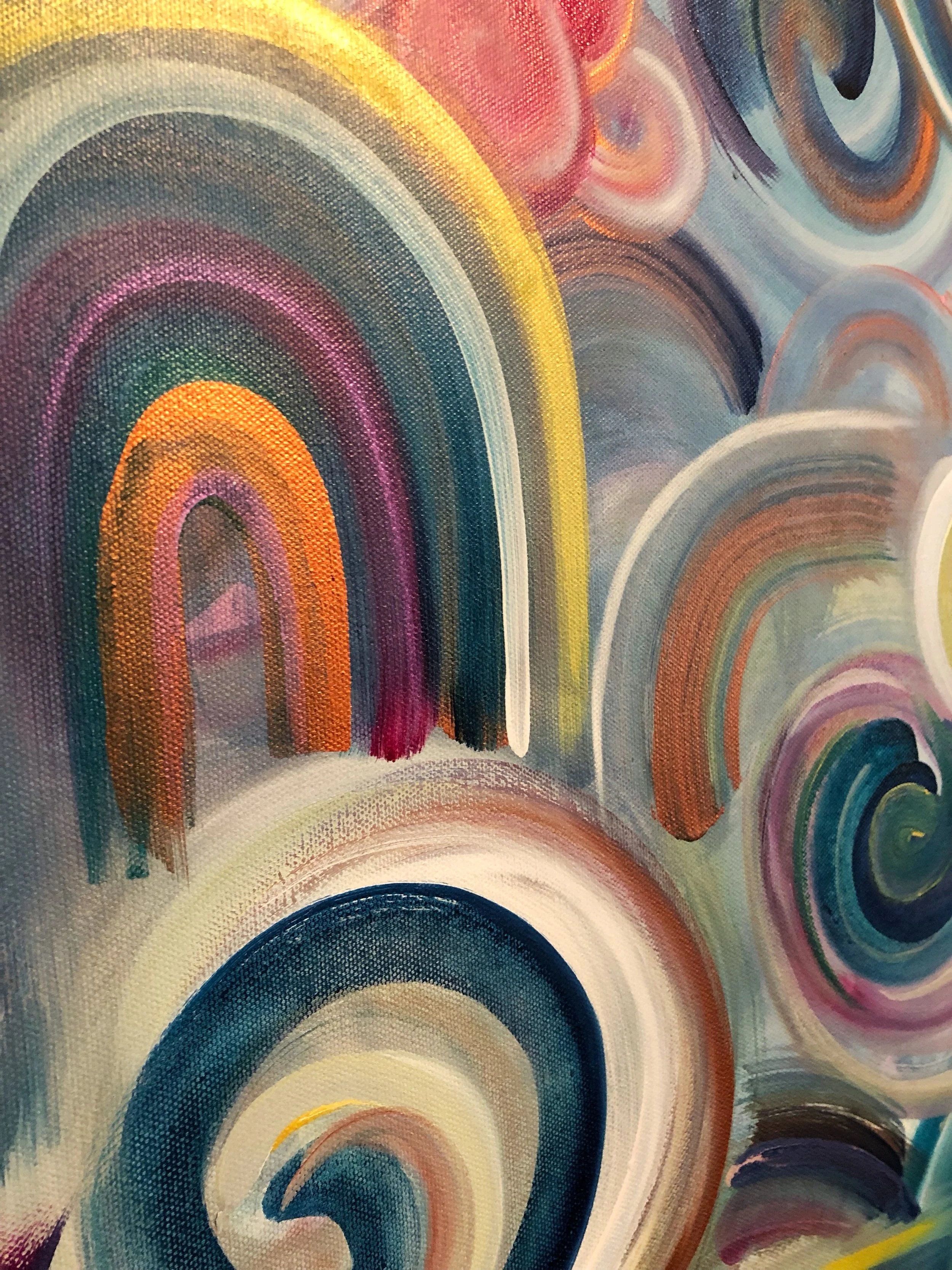 detail of sugar plum mixed media abstract art by north carolina artist amanda moody