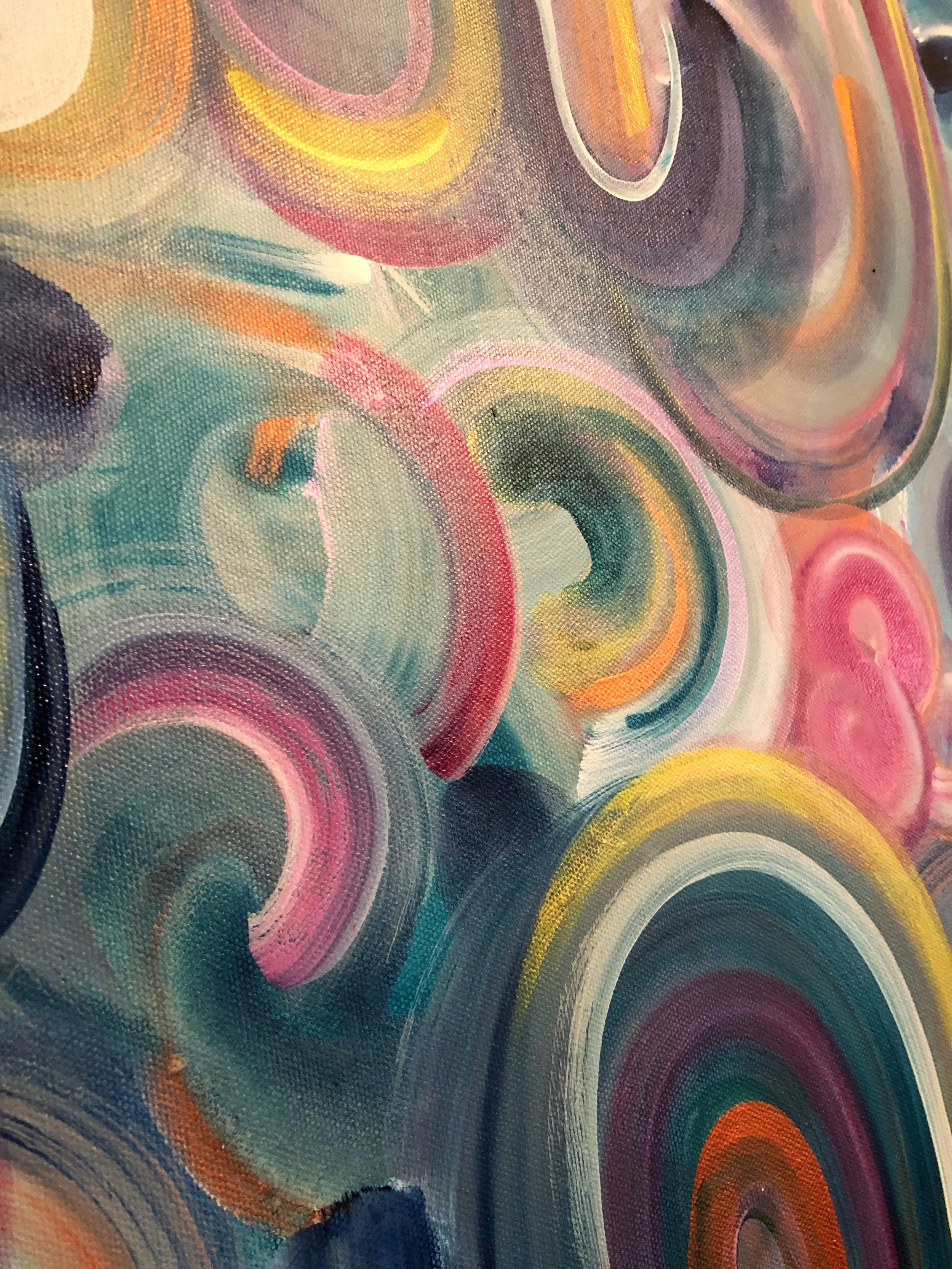 detail of sugar plum mixed media abstract art by north carolina artist amanda moody