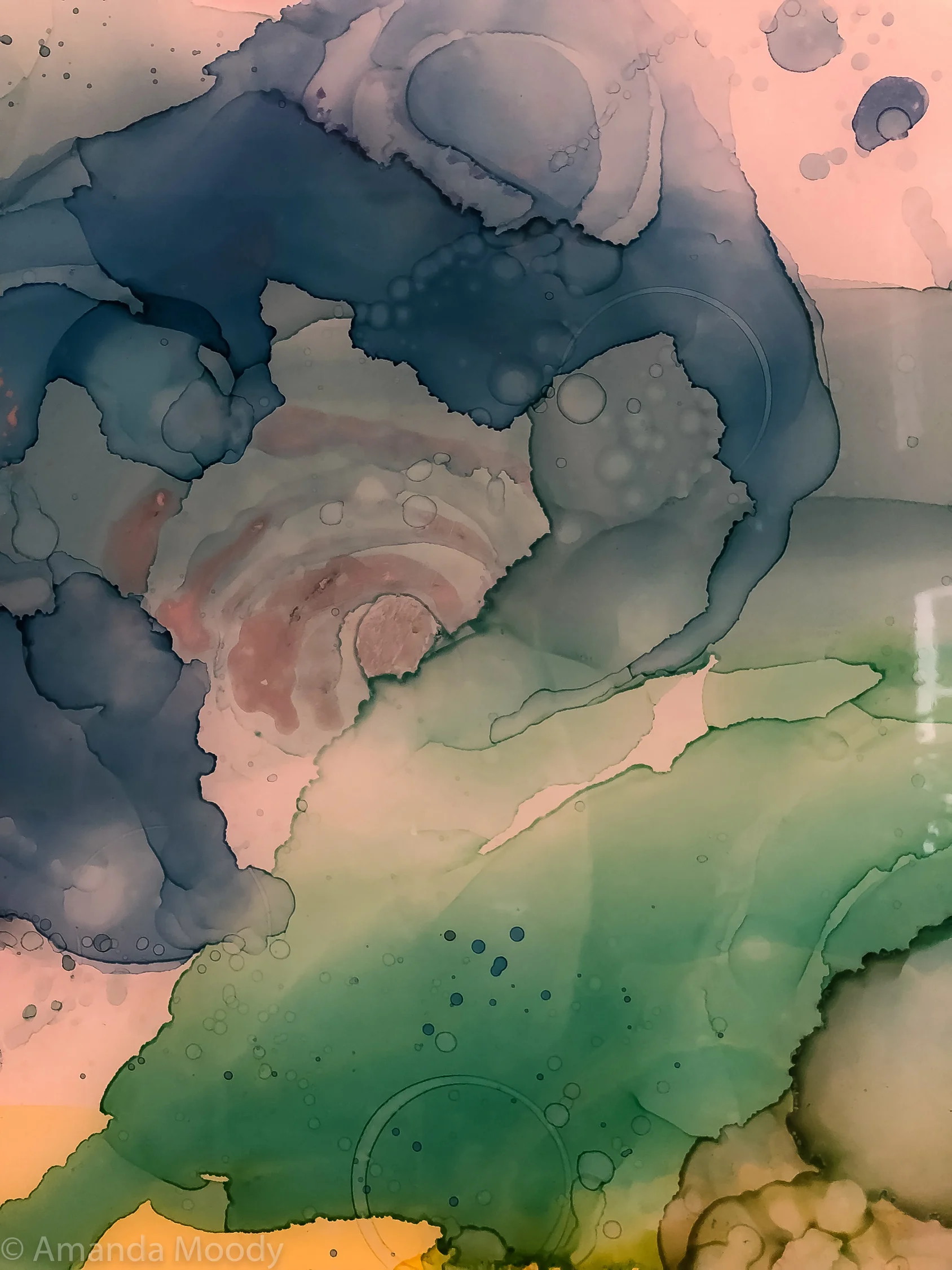 detail of take a bow abstract resin art by north carolina artist amanda moody