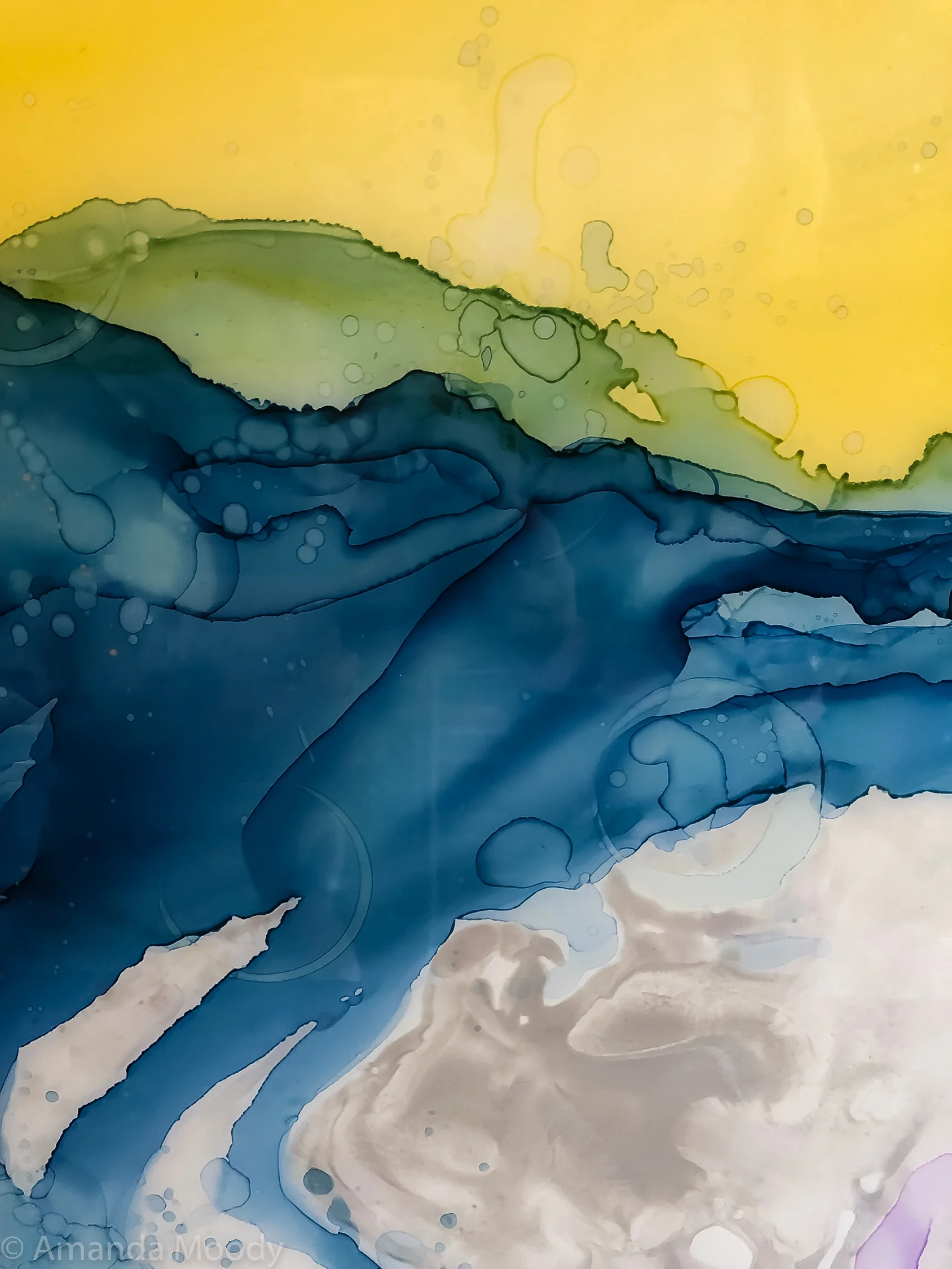 detail of take a bow abstract resin art by north carolina artist amanda moody