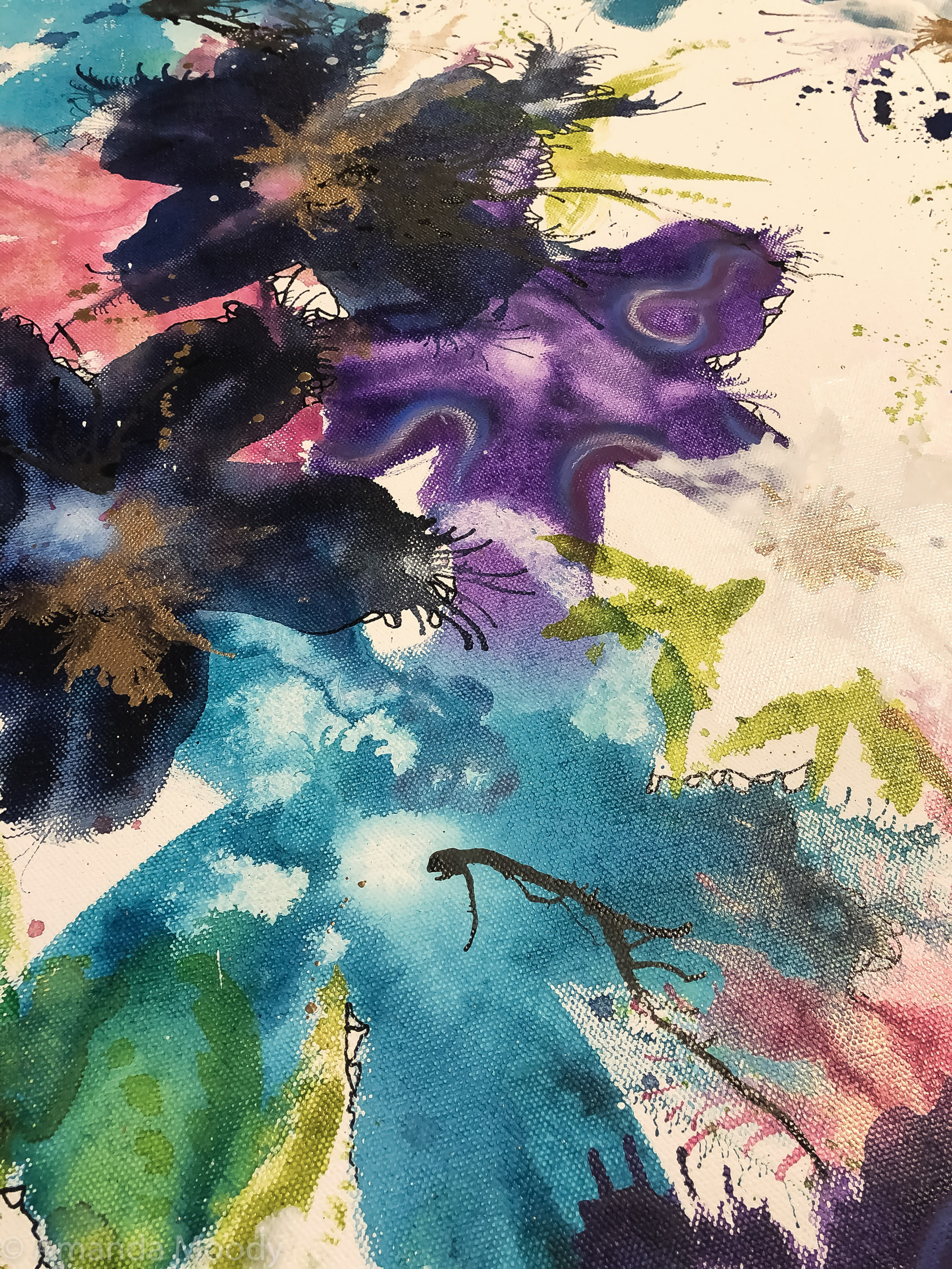 detail of magic hour abstract art by north carolina artist amanda moody