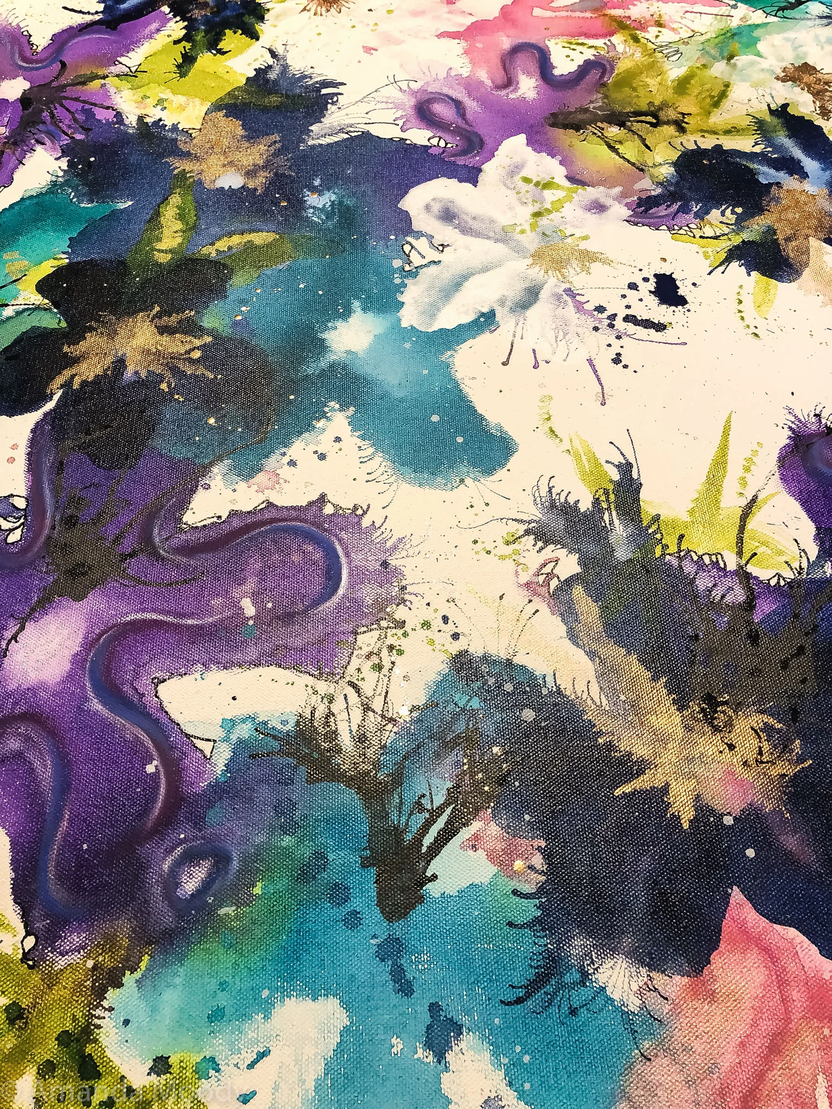 detail of magic hour abstract art by north carolina artist amanda moody