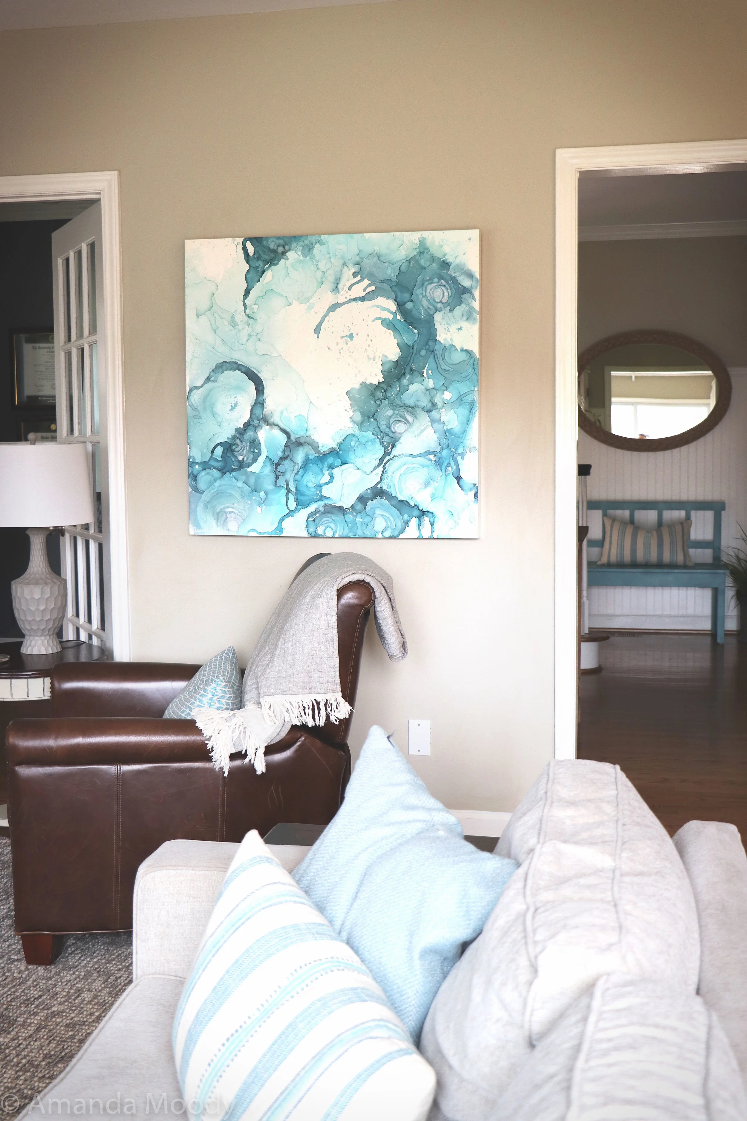 detail of stillwater alcohol ink abstract art by north carolina artist amanda moody