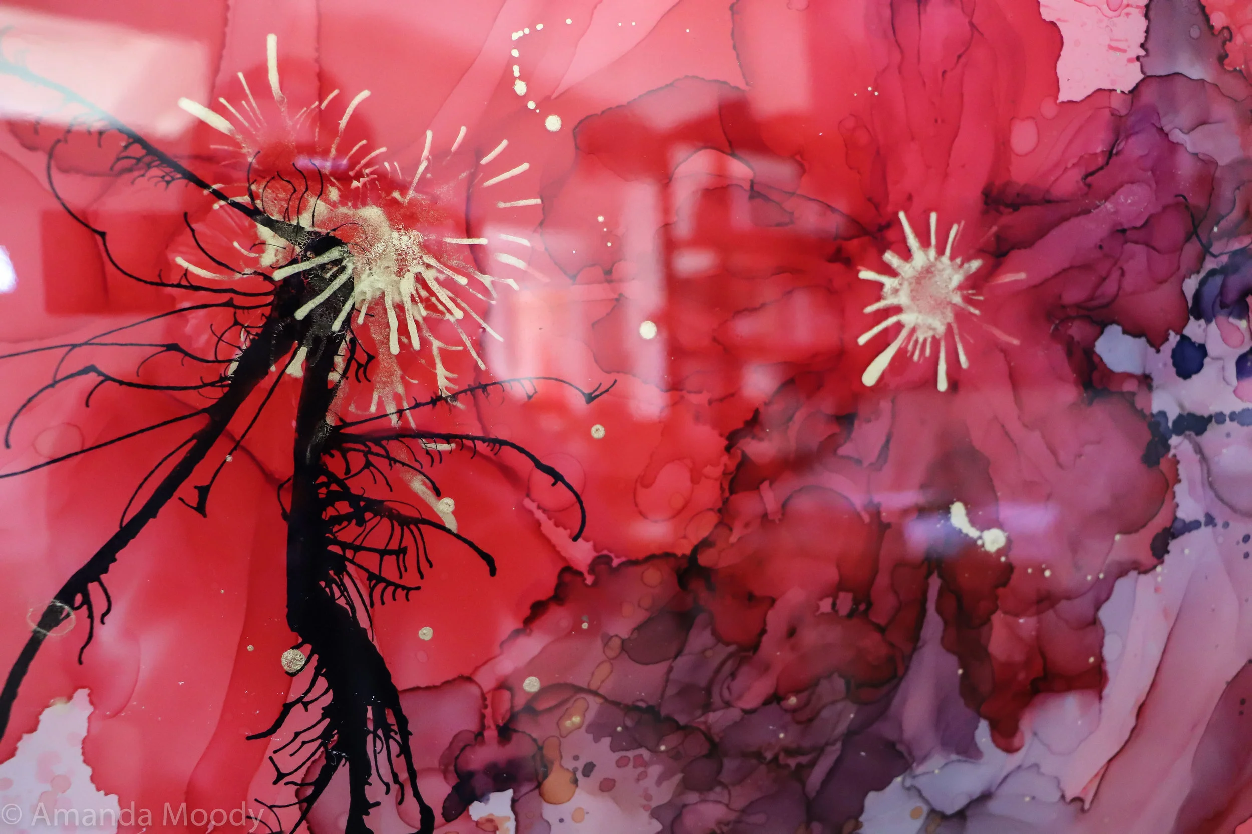 detail of was it real mixed media resin abstract art by north carolina artist amanda moody