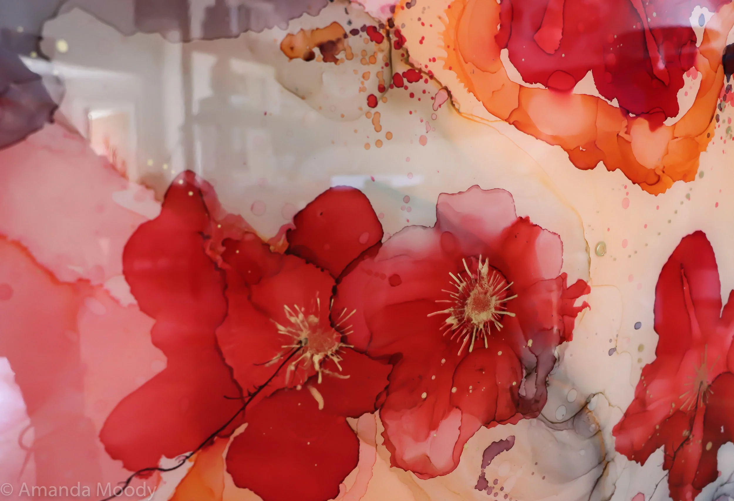 detail of was it real mixed media resin abstract art by north carolina artist amanda moody