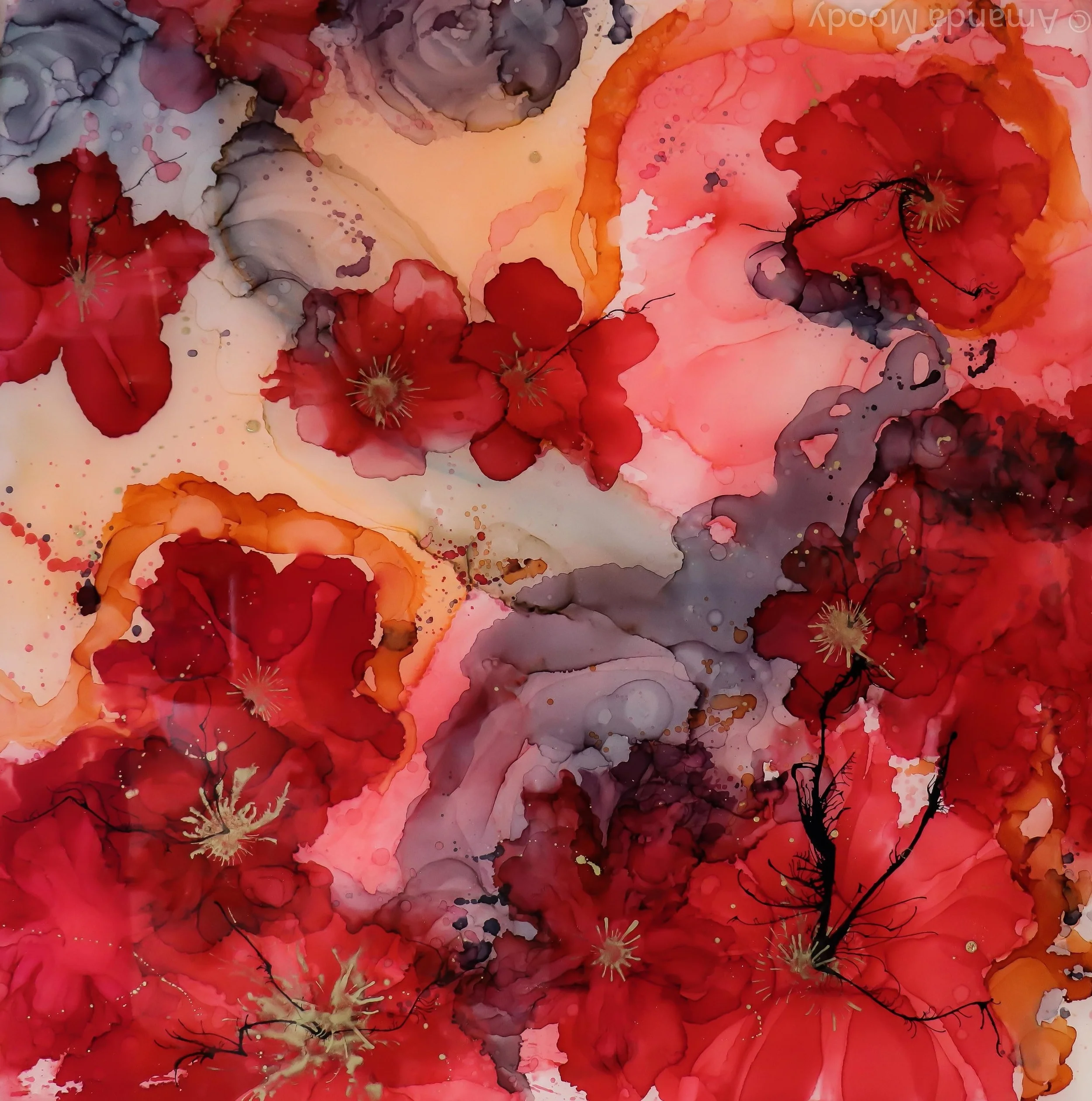 detail of was it real mixed media resin abstract art by north carolina artist amanda moody