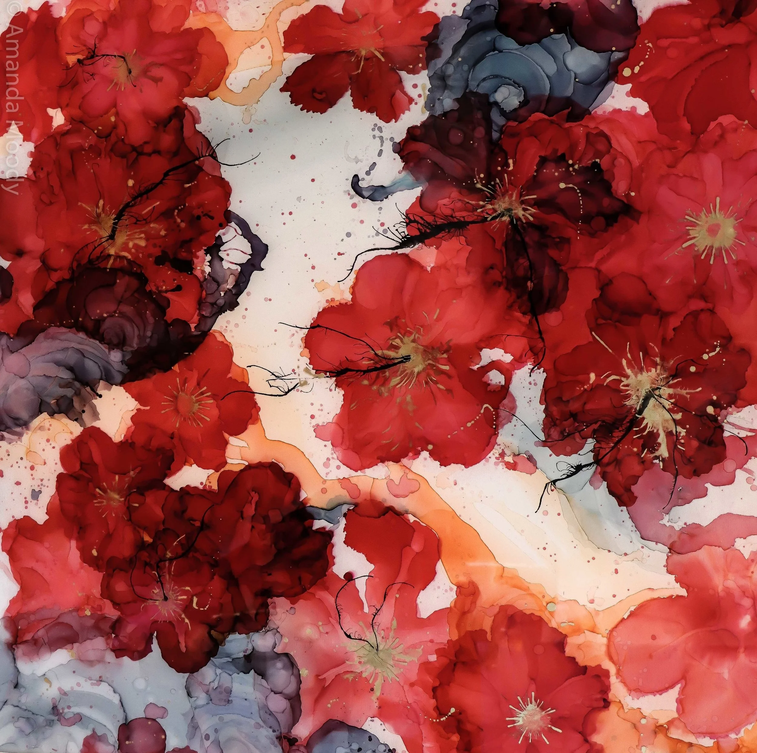 detail of was it real mixed media resin abstract art by north carolina artist amanda moody