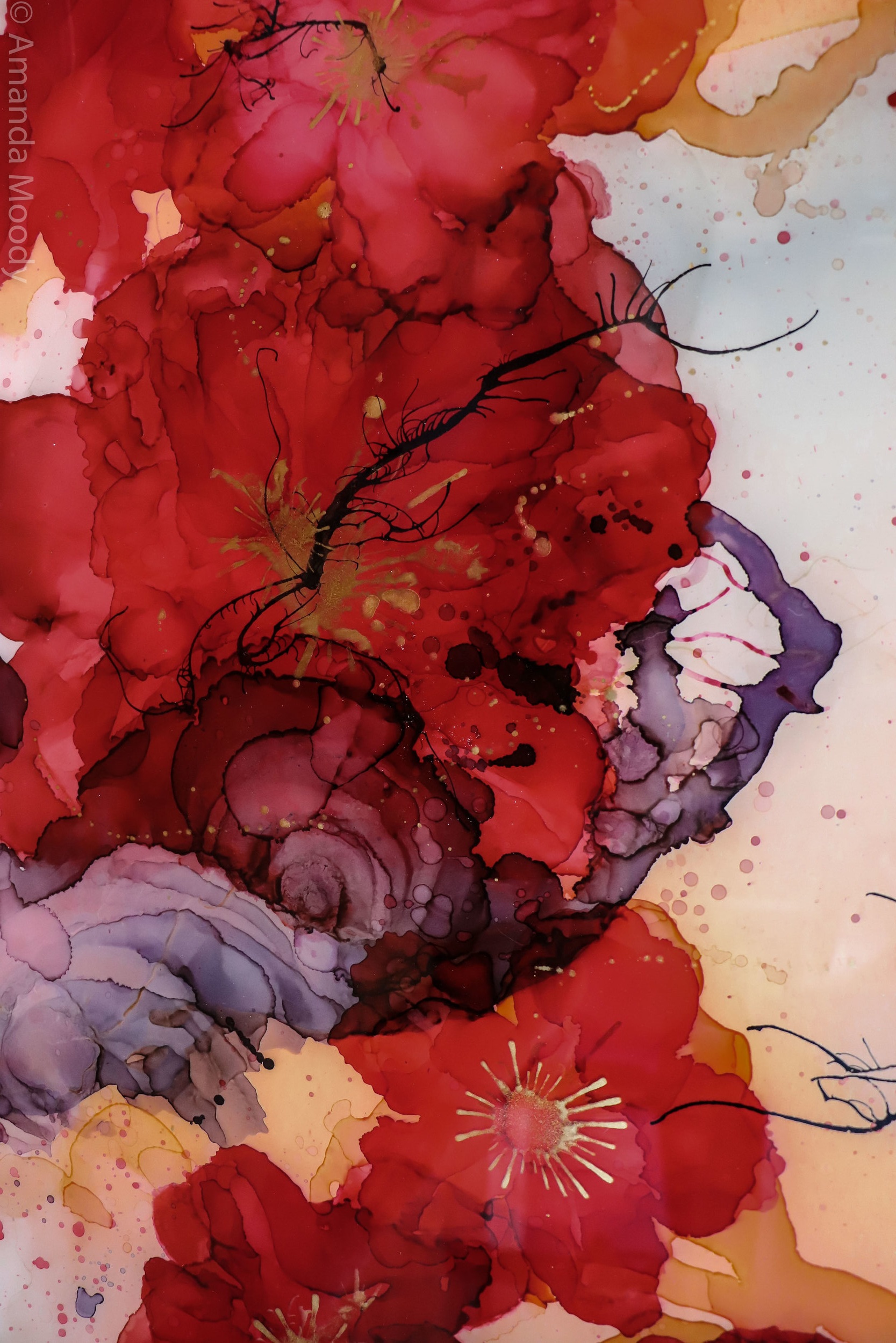 detail of was it real mixed media resin abstract art by north carolina artist amanda moody