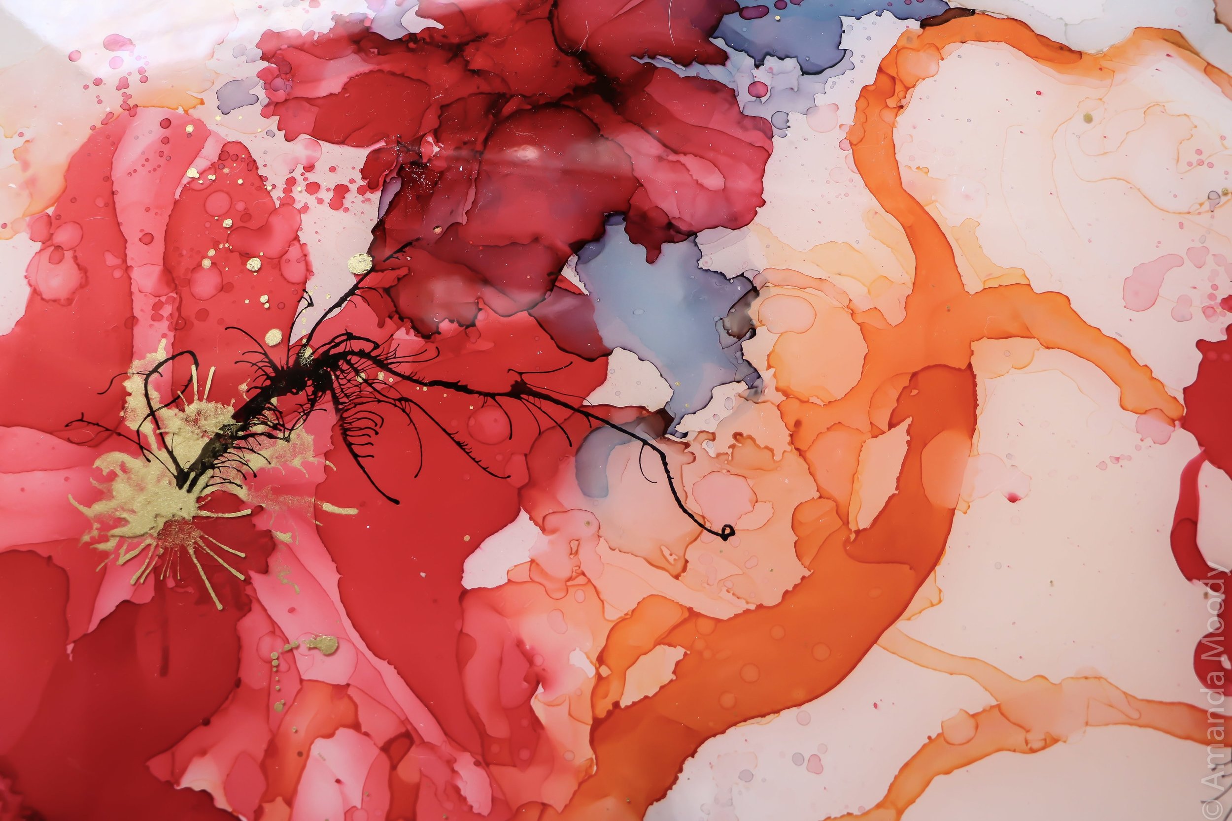 detail of was it real mixed media resin abstract art by north carolina artist amanda moody