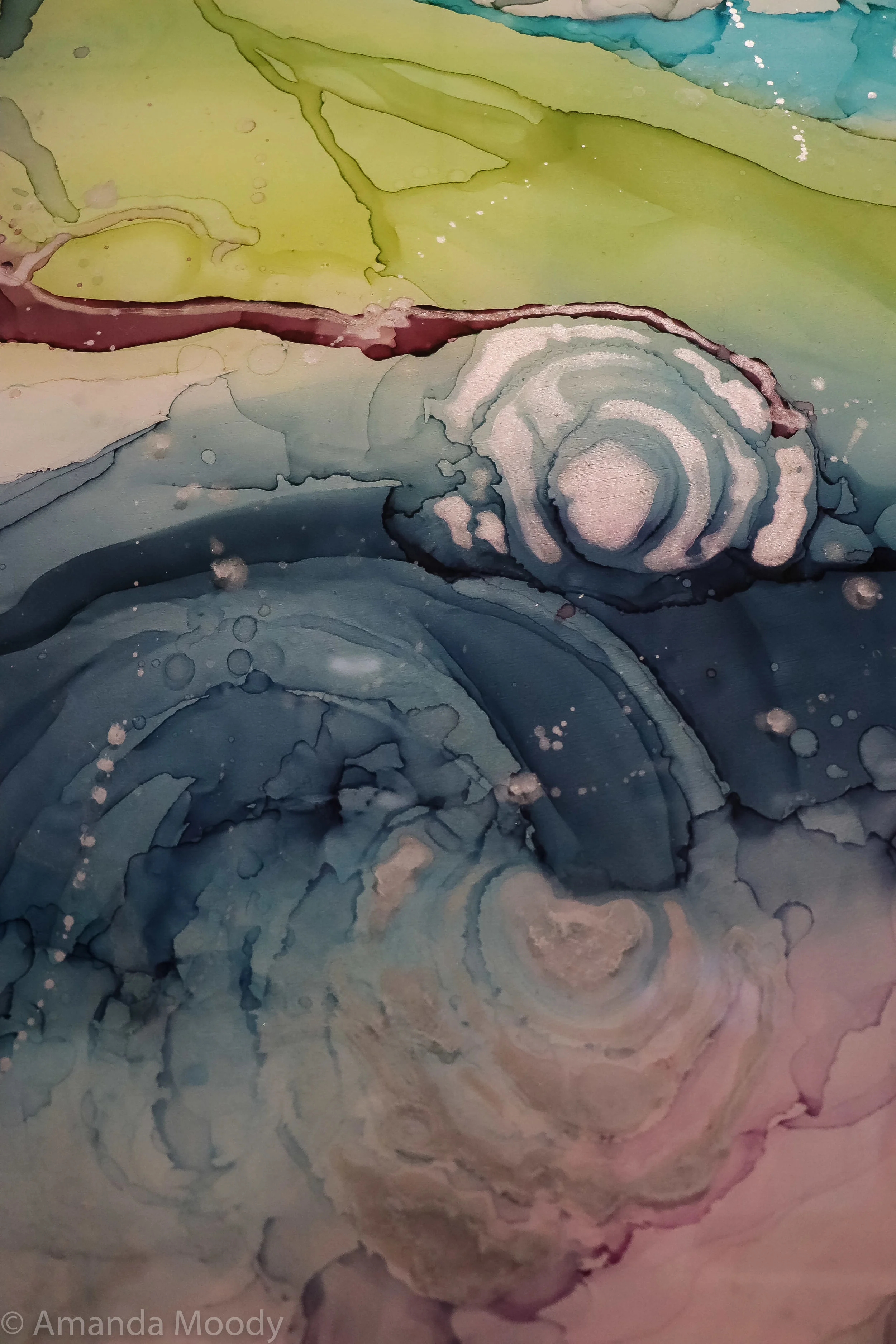 detail of entropy mixed media resin installation by north carolina abstract artist amanda moody